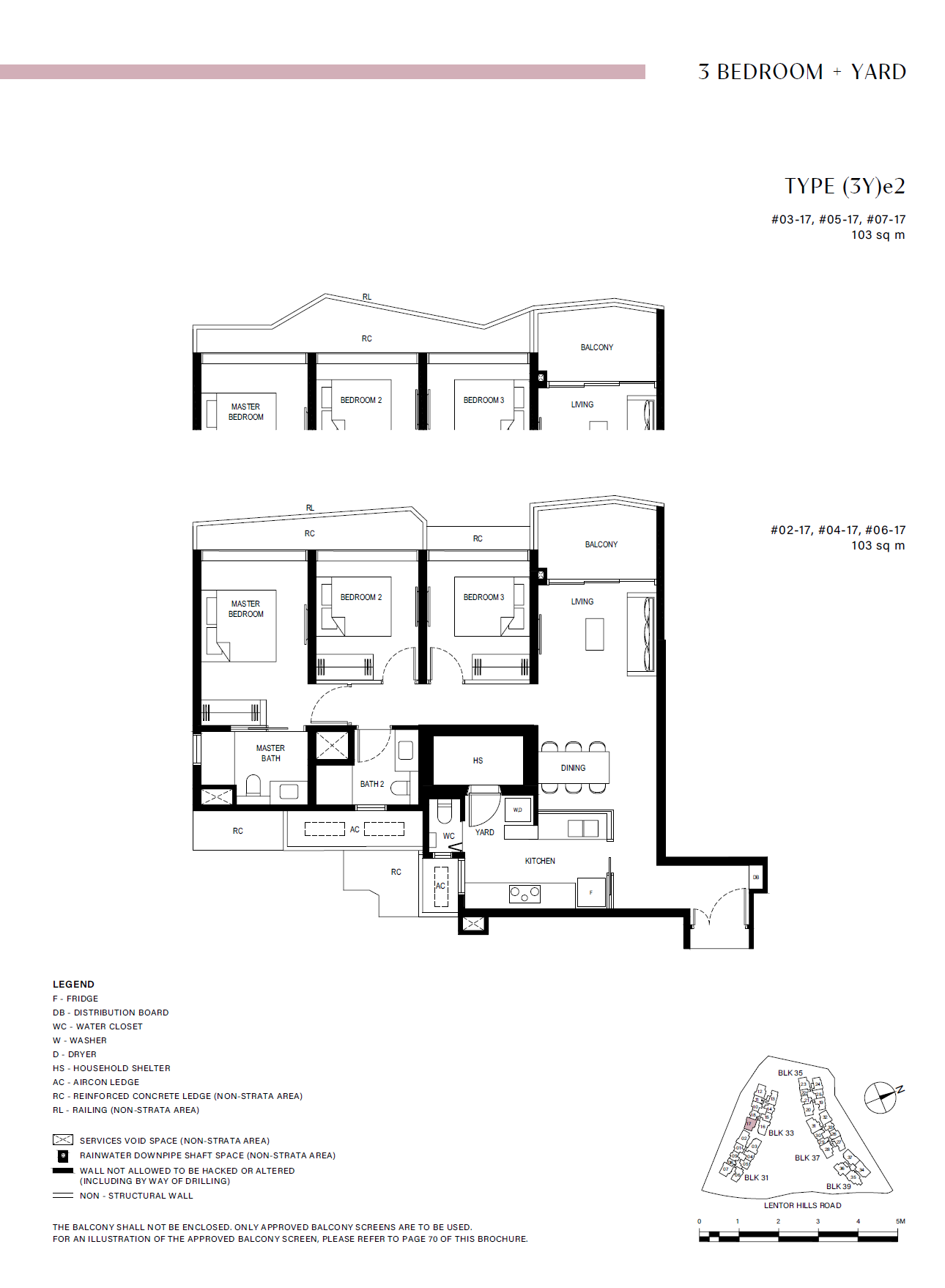 Lentor Hills Residences 3 Bedroom + Yard (3Y)e2 floor plan