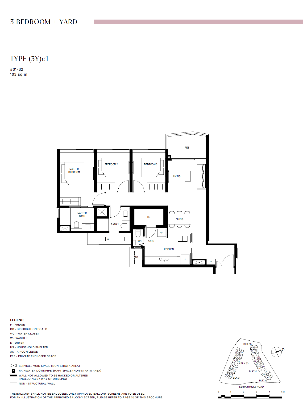 Lentor Hills Residences 3 Bedroom + Yard (3Y)c1 floor plan