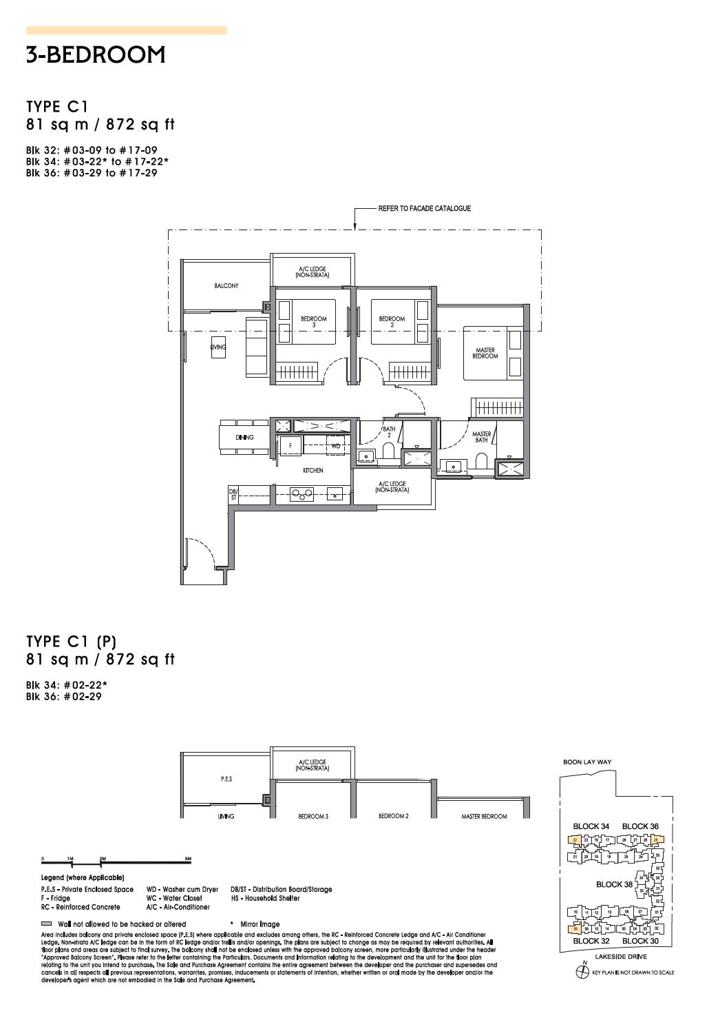 Lucerne Grand floor plan C1(P) — 3BR