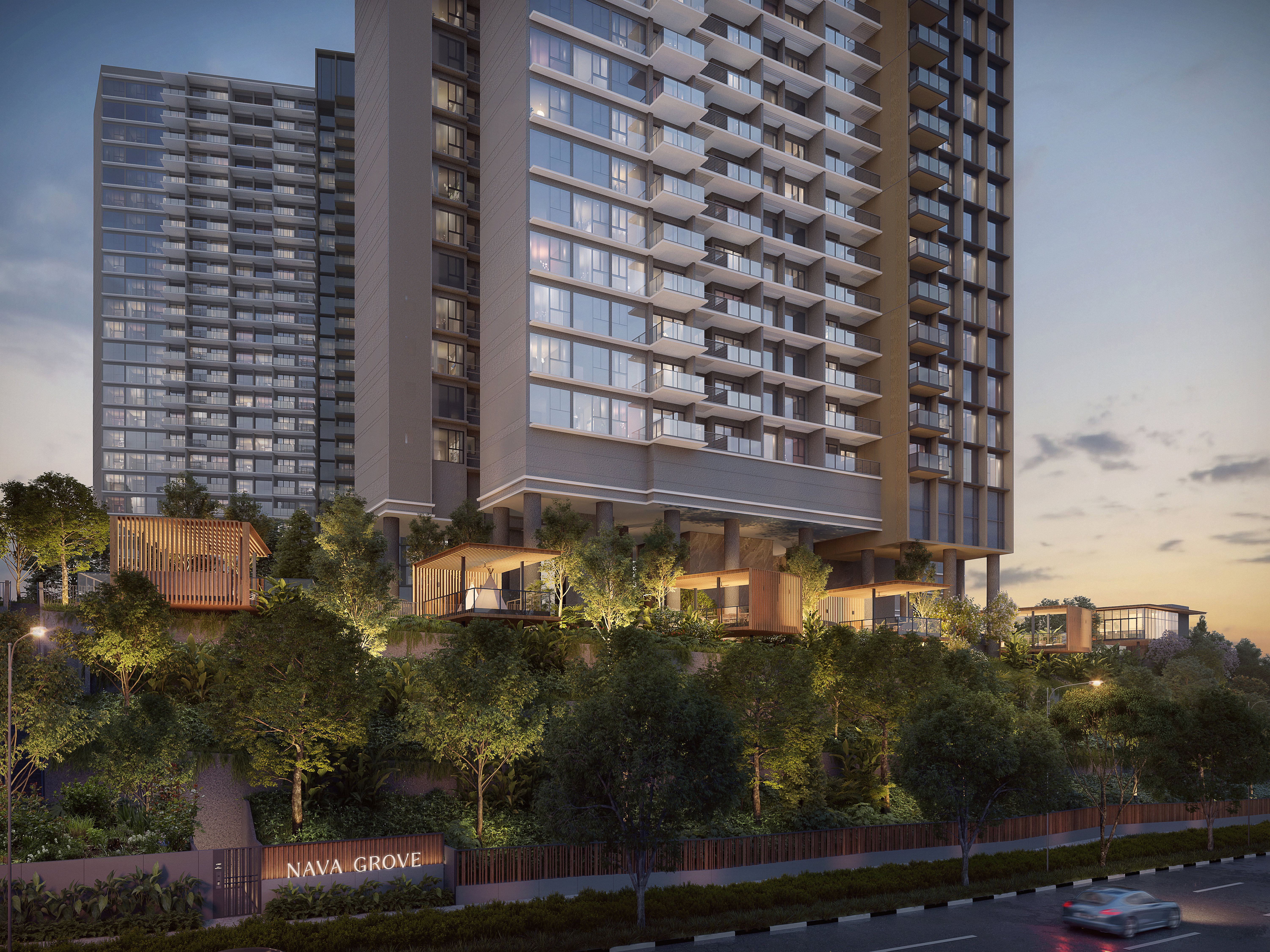 Pavillons overlooking Ulu Pandan Road