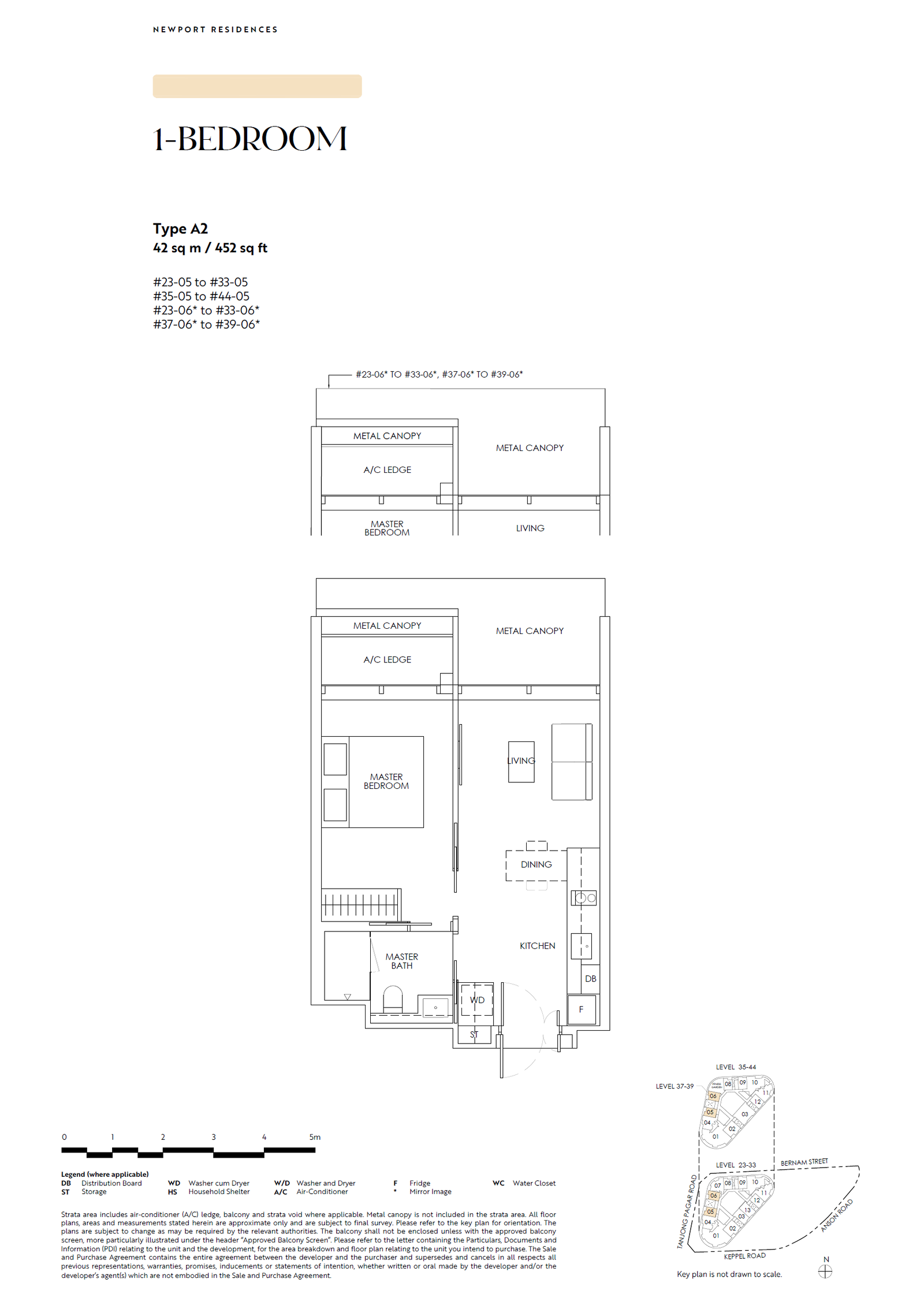 Newport Residences floor plan A2 — 1 Bedroom