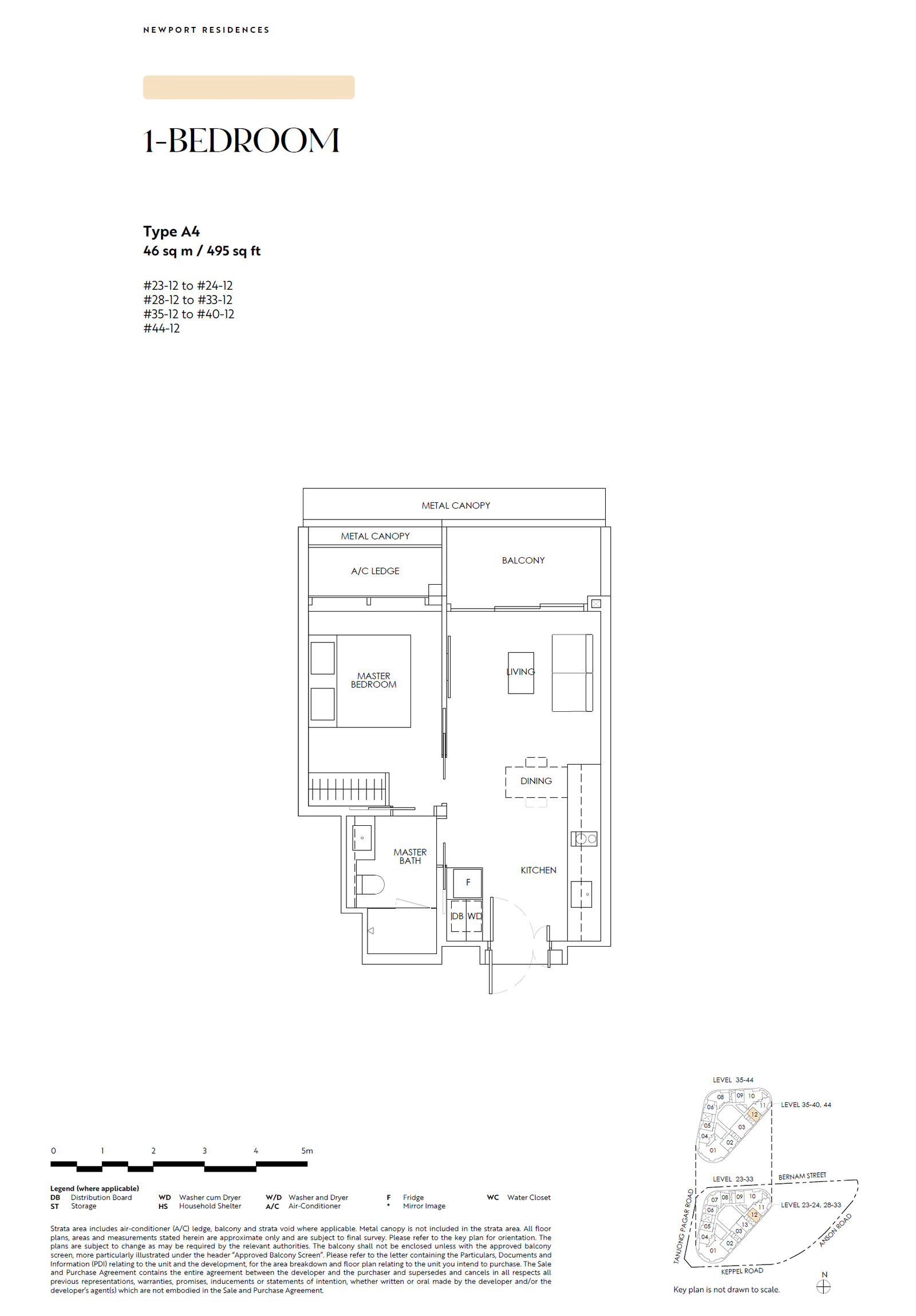Newport Residences floor plan A4 — 1 Bedroom
