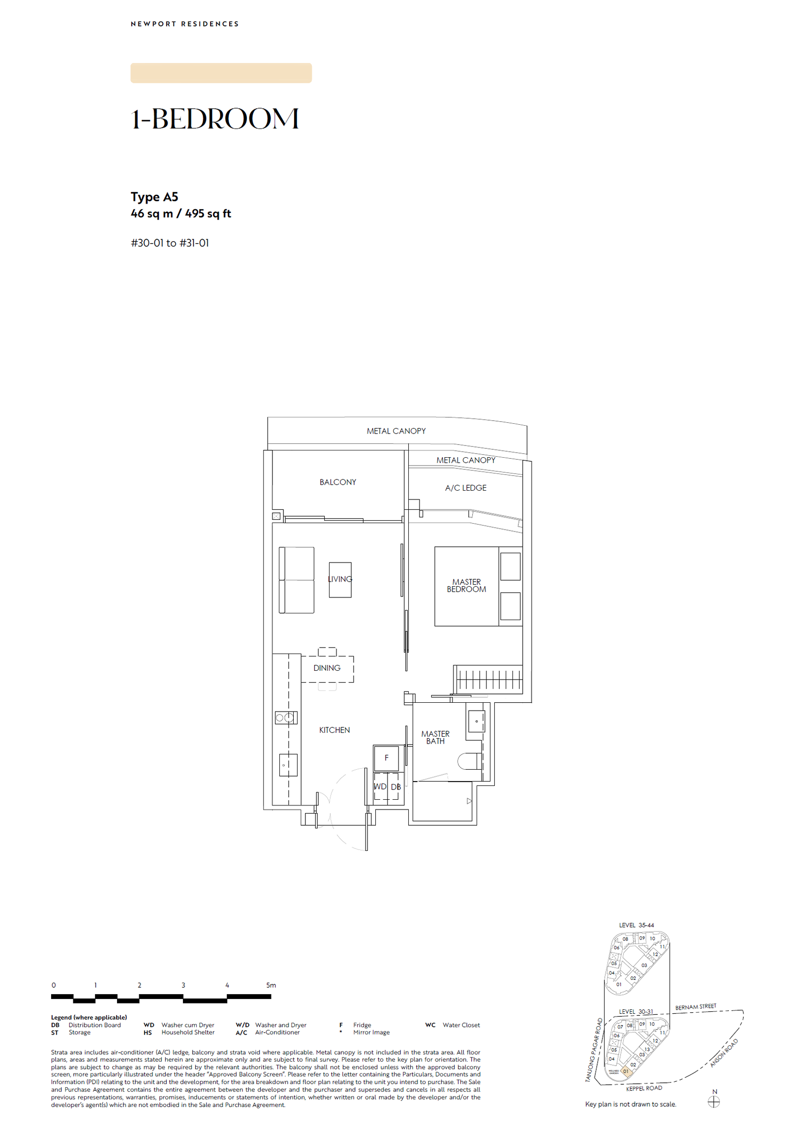Newport Residences floor plan A5 — 1 Bedroom