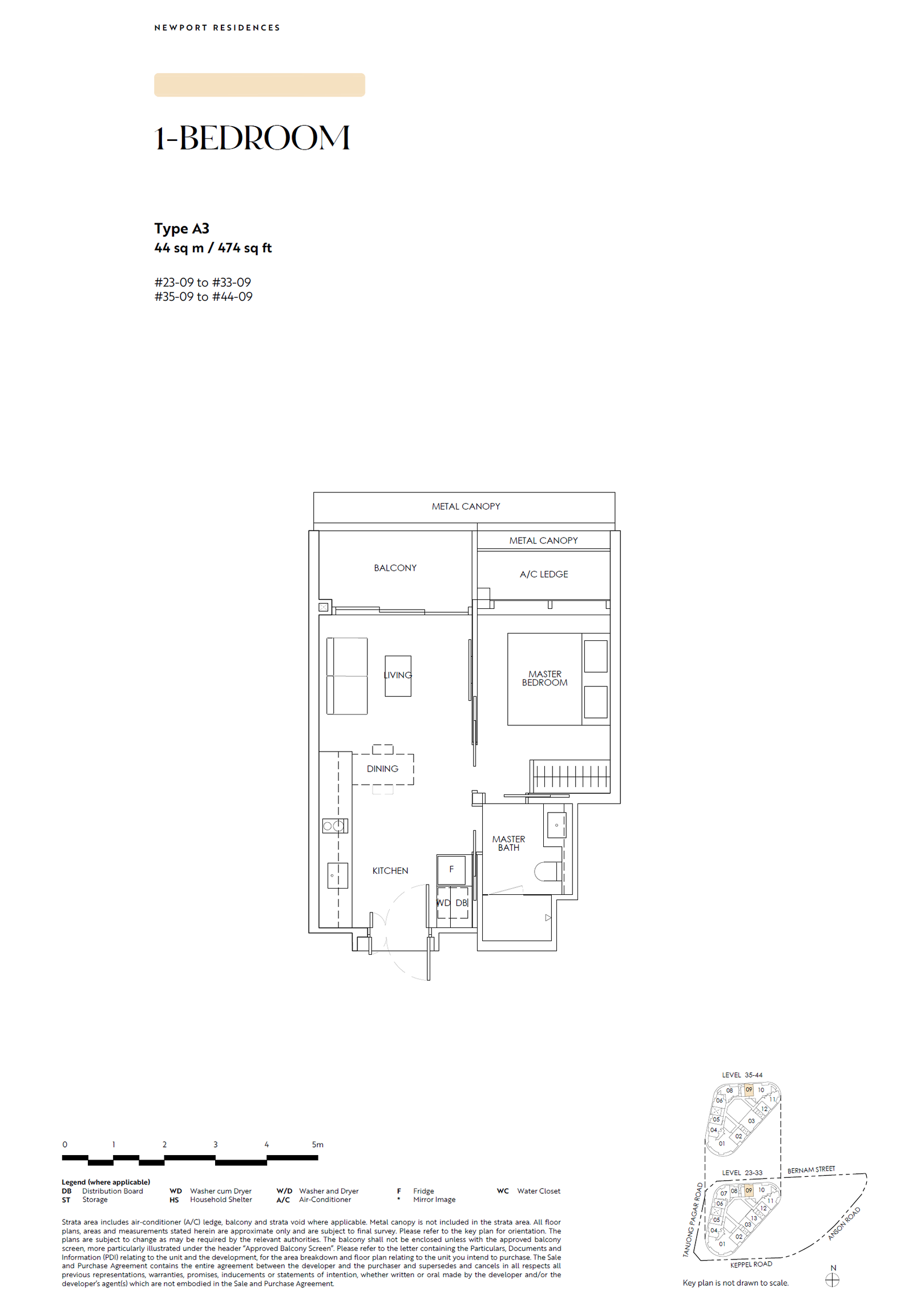 Newport Residences floor plan A3 — 1 Bedroom
