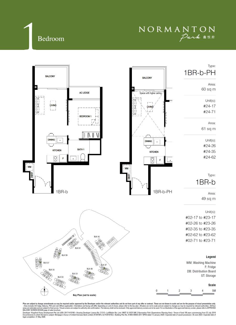 Normanton Park floor plan 1BR-b-PH — 1 Bedroom