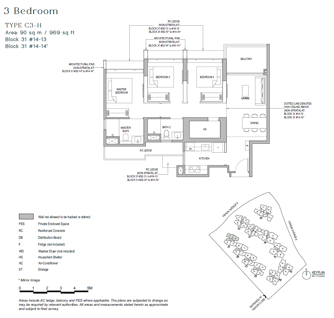 North Gaia floor plan C3-H — 3 BEDROOM