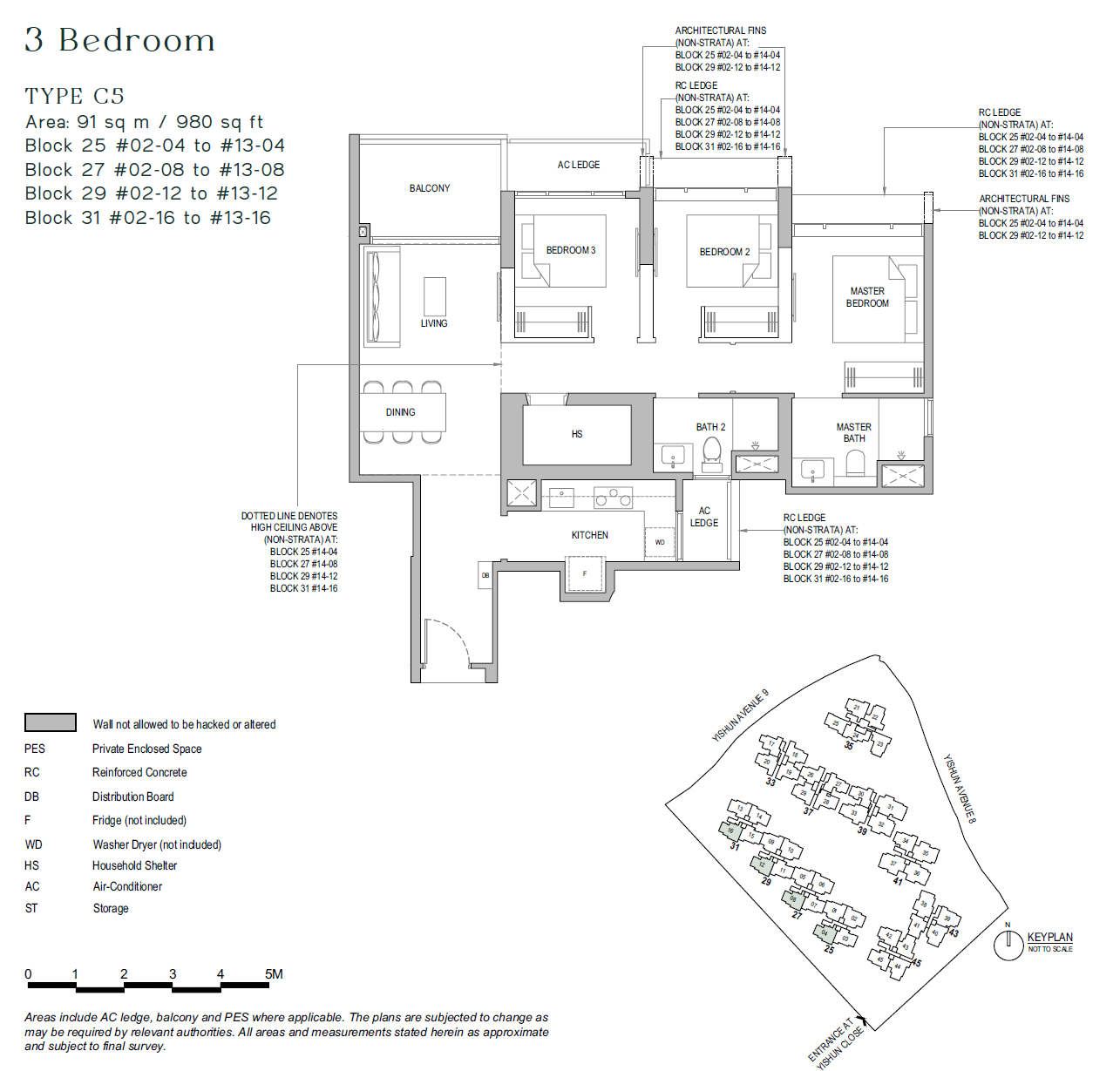 North Gaia floor plan C5 — 3 BEDROOM