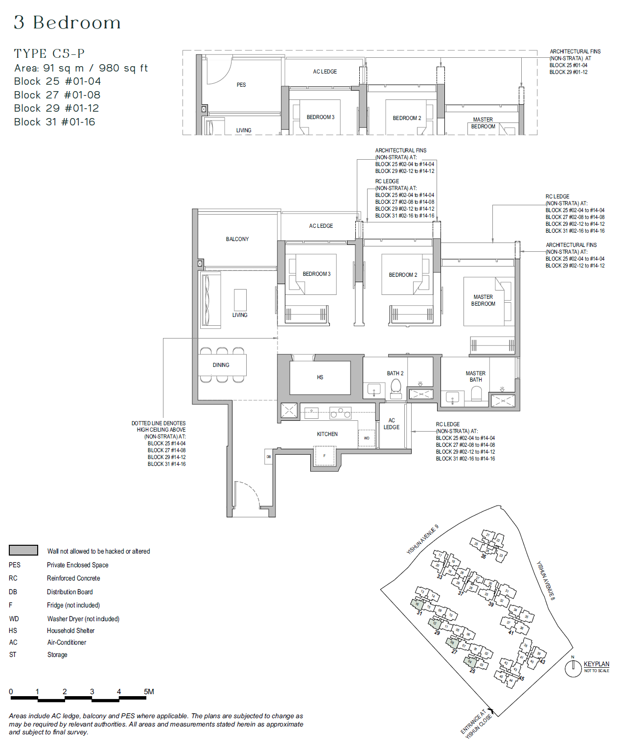 North Gaia floor plan C5-P — 3 BEDROOM