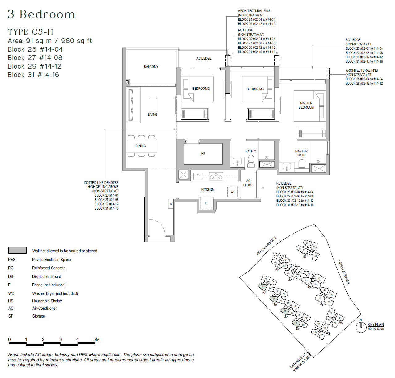 North Gaia floor plan C5-H — 3 BEDROOM