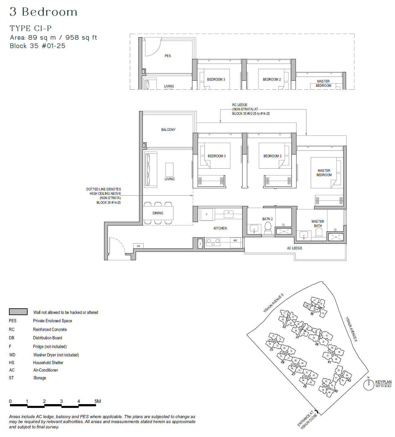 North Gaia floor plan C1-P — 3 BEDROOM