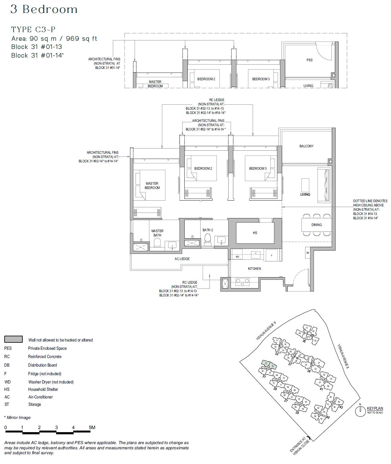 North Gaia floor plan C3-P — 3 BEDROOM
