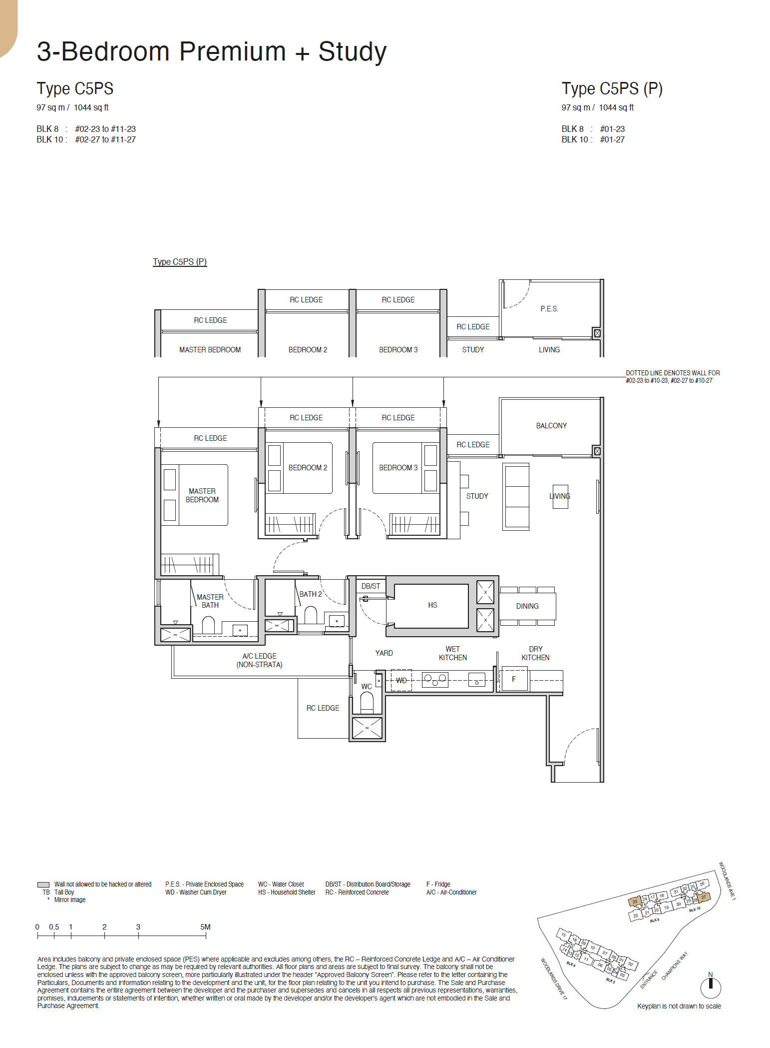 Norwood Grand floor plan C5PS(P) — 3 BEDROOM PREMIUM + STUDY
