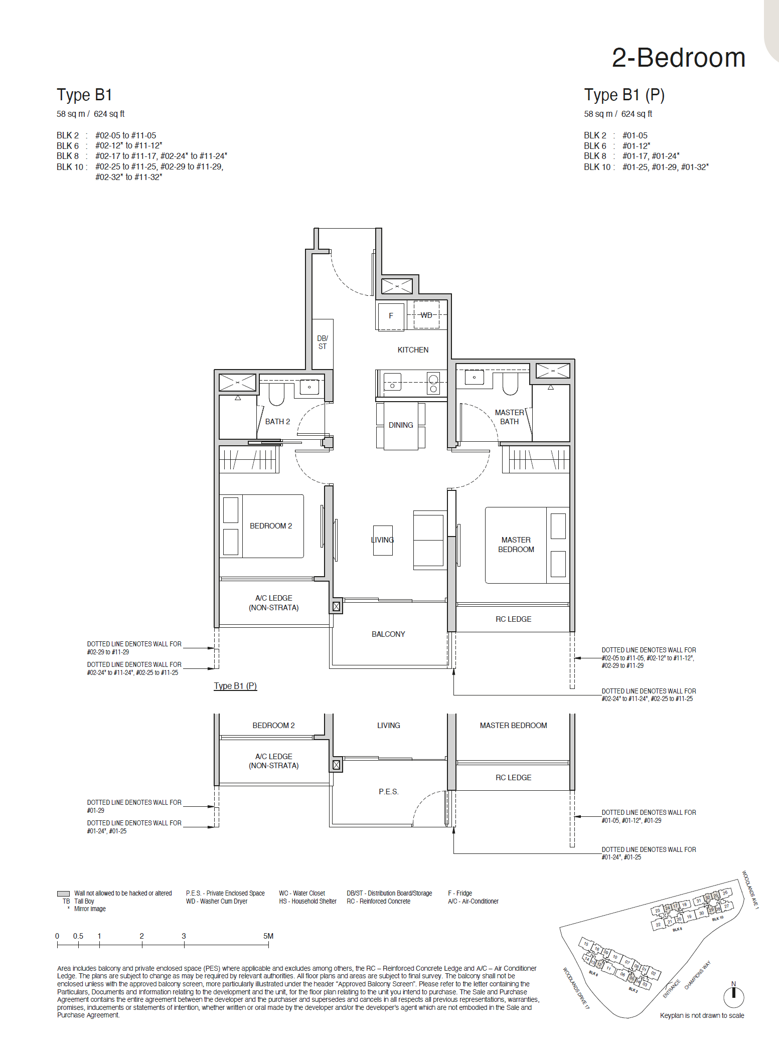 Norwood Grand floor plan B1 — 2 BEDROOM
