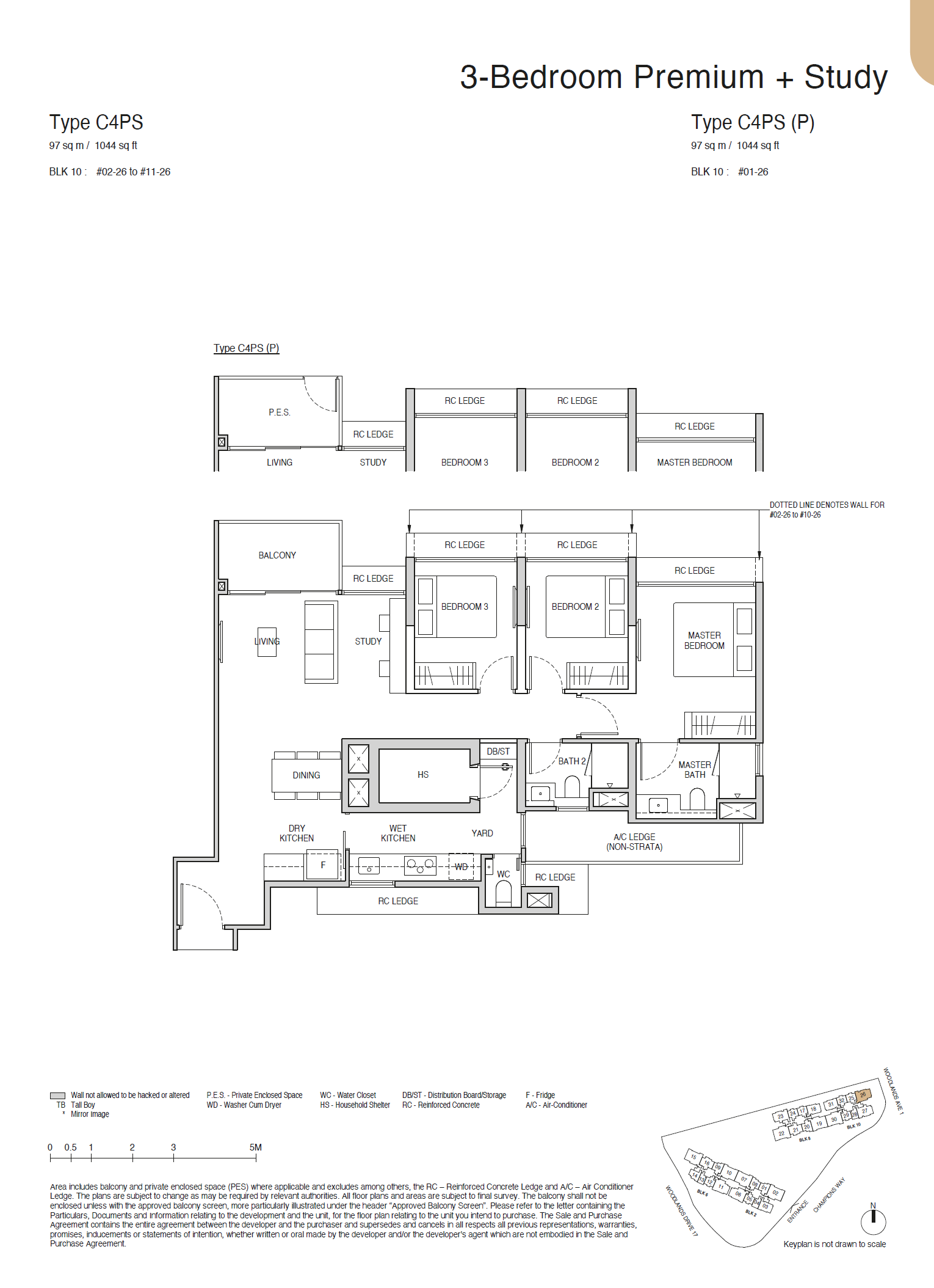 Norwood Grand floor plan C4PS(P) — 3 BEDROOM PREMIUM + STUDY