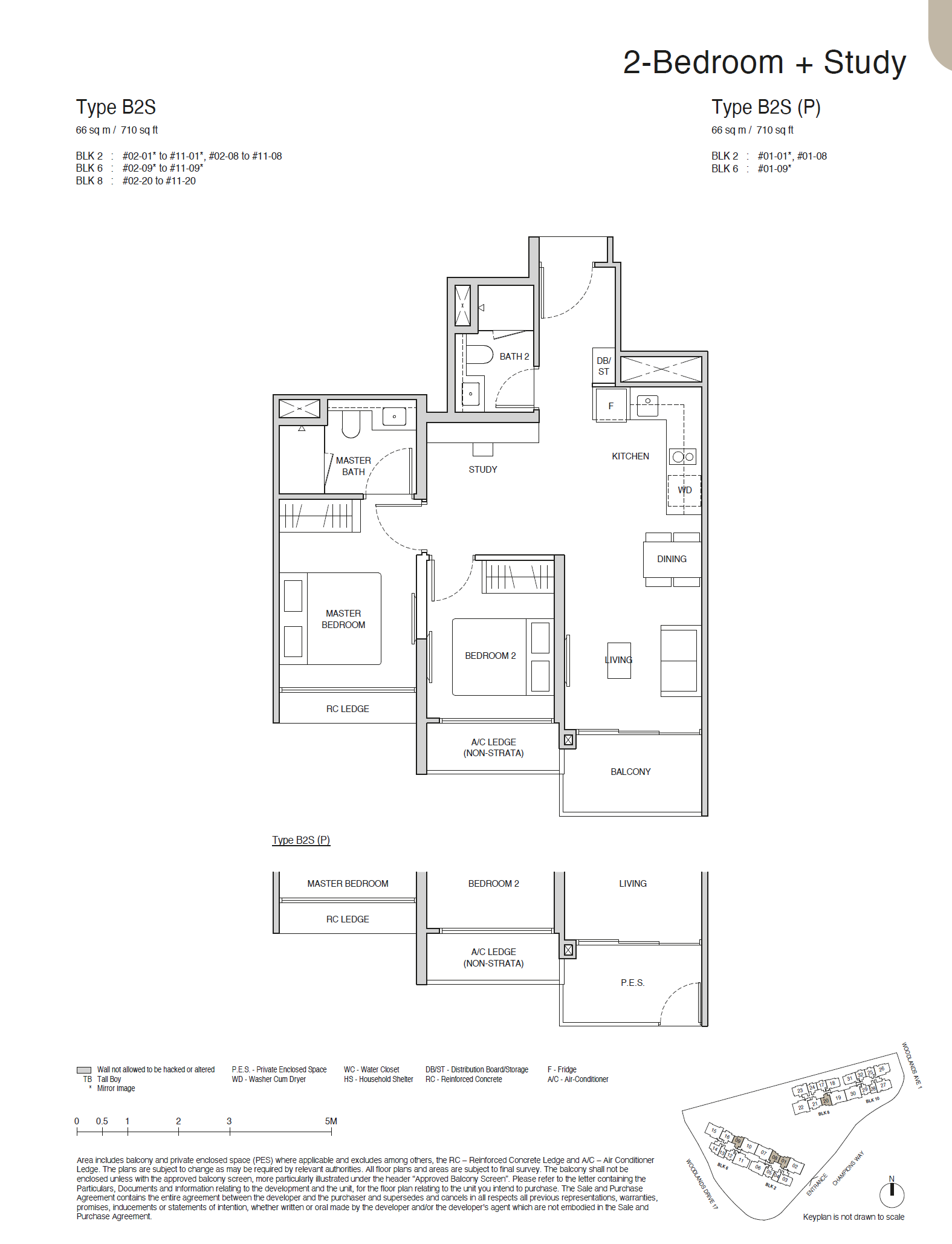 Norwood Grand floor plan B2S — 2 BEDROOM + STUDY