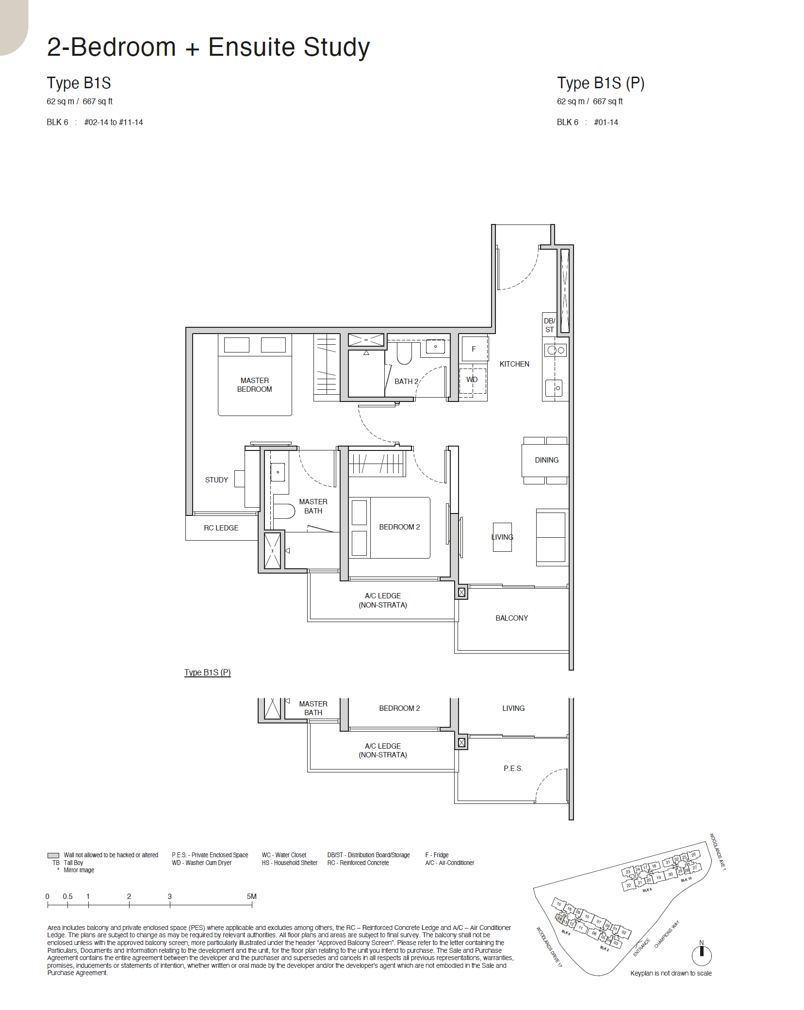 Norwood Grand floor plan B1S(P) — 2 BEDROOM + ENSUITE