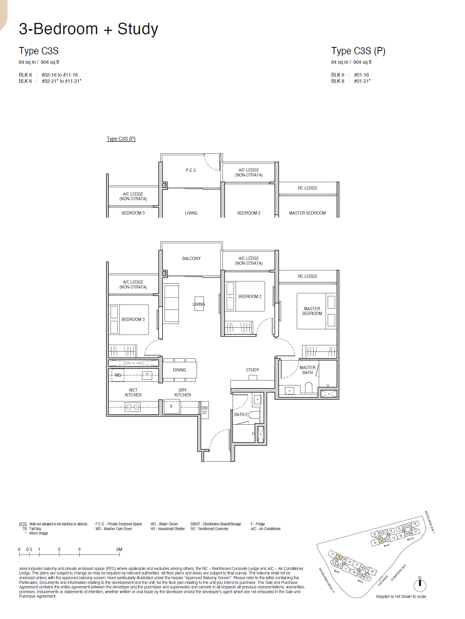 Norwood Grand floor plan C3S — 3 BEDROOM + STUDY