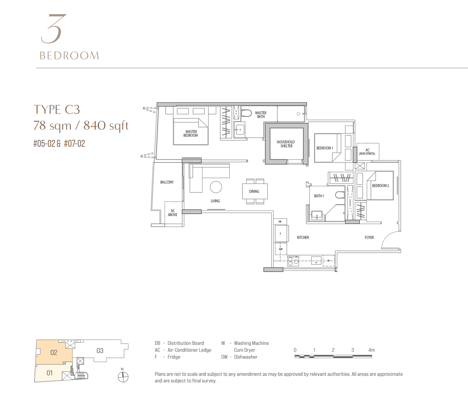 OCHO floor plan C3 — 3 Bedroom