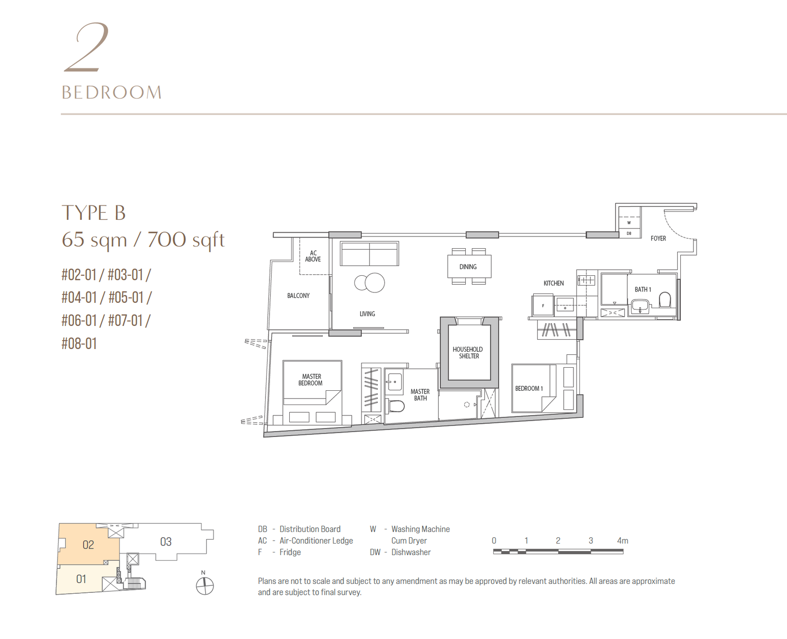 OCHO floor plan B — 2 Bedroom