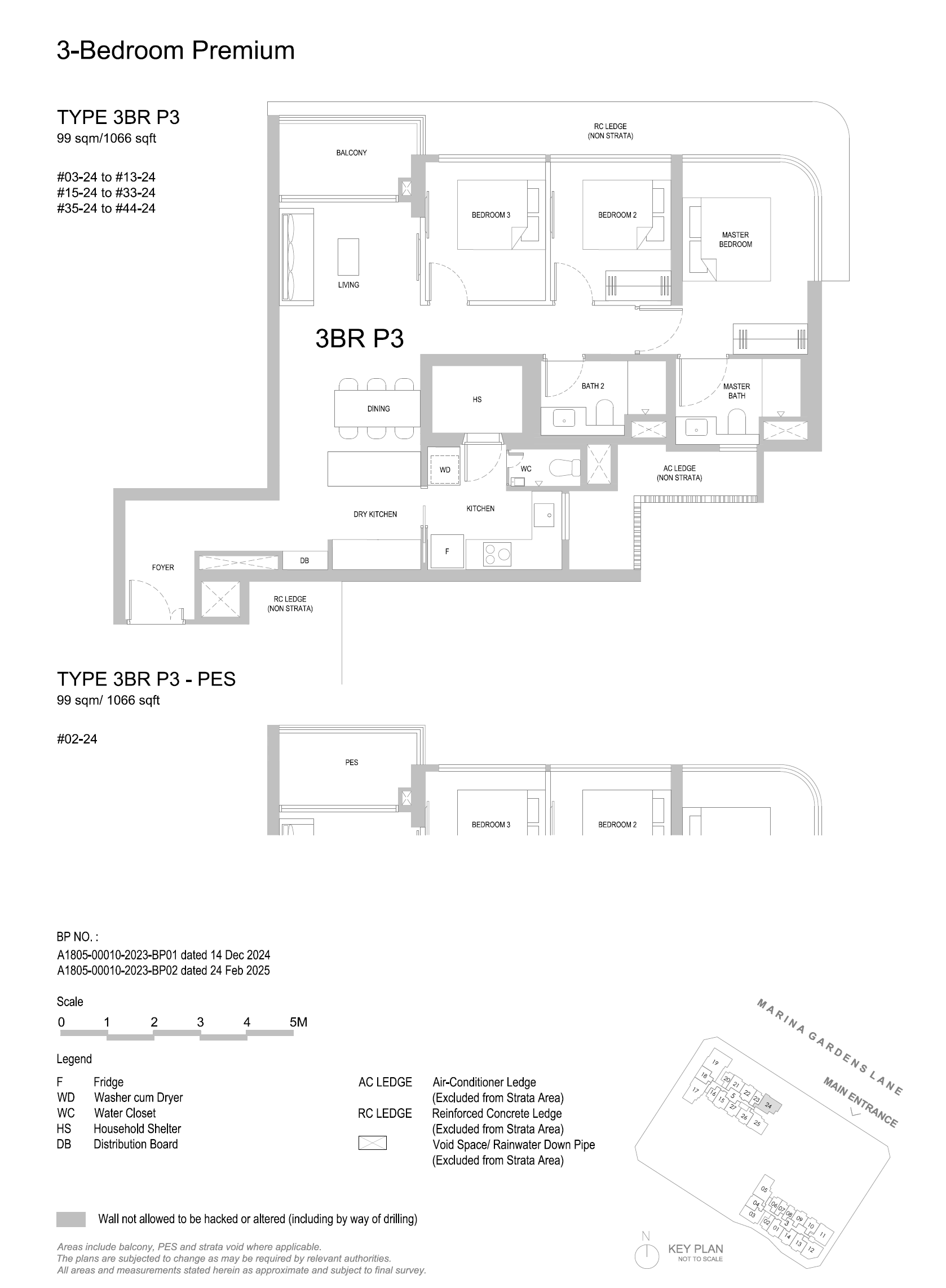 One Marina Gardens 3 Bedroom Premium 3BR P3 floor plan