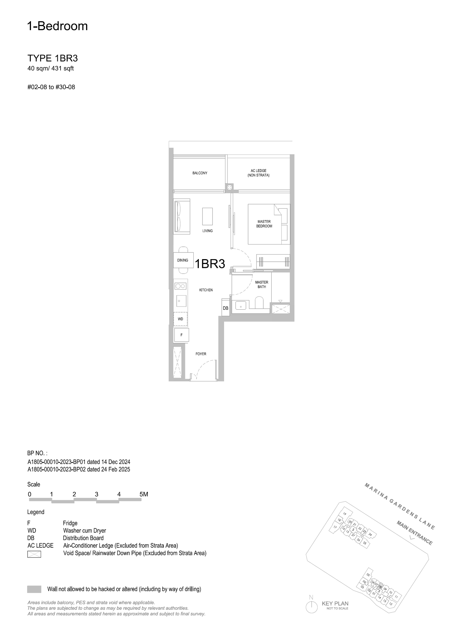 One Marina Gardens floor plan 1BR3 — 1 Bedroom