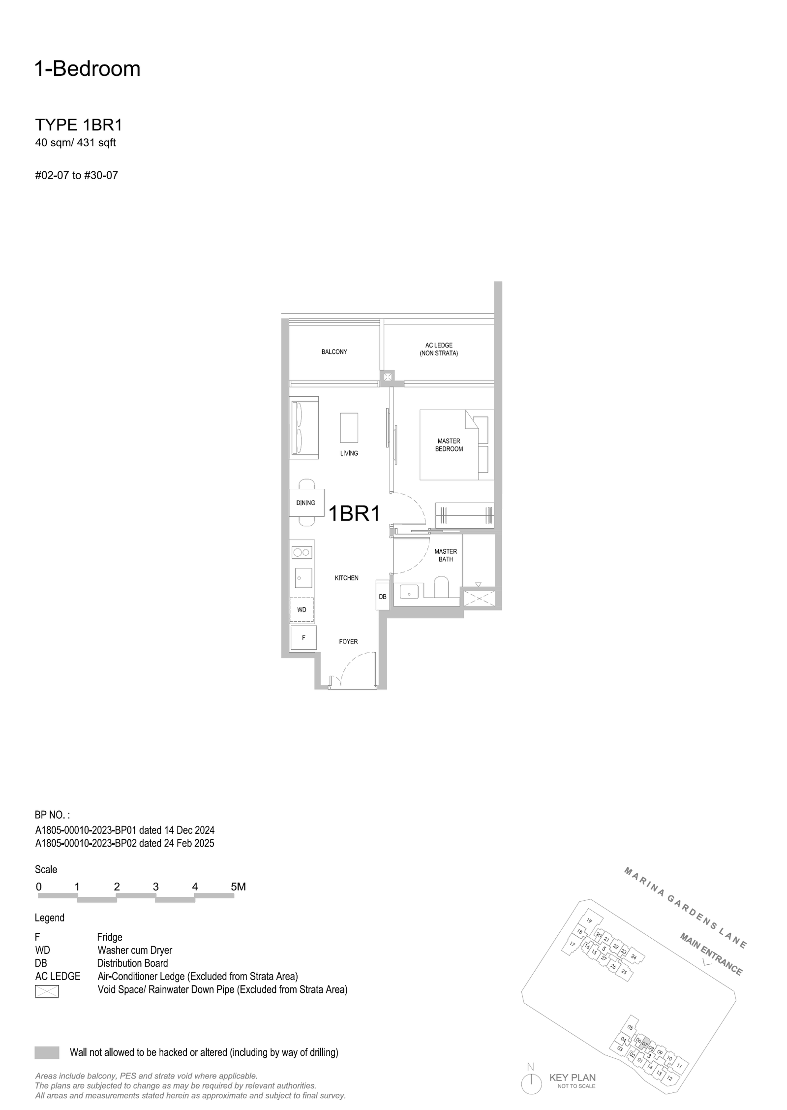 One Marina Gardens floor plan 1BR1 — 1 Bedroom