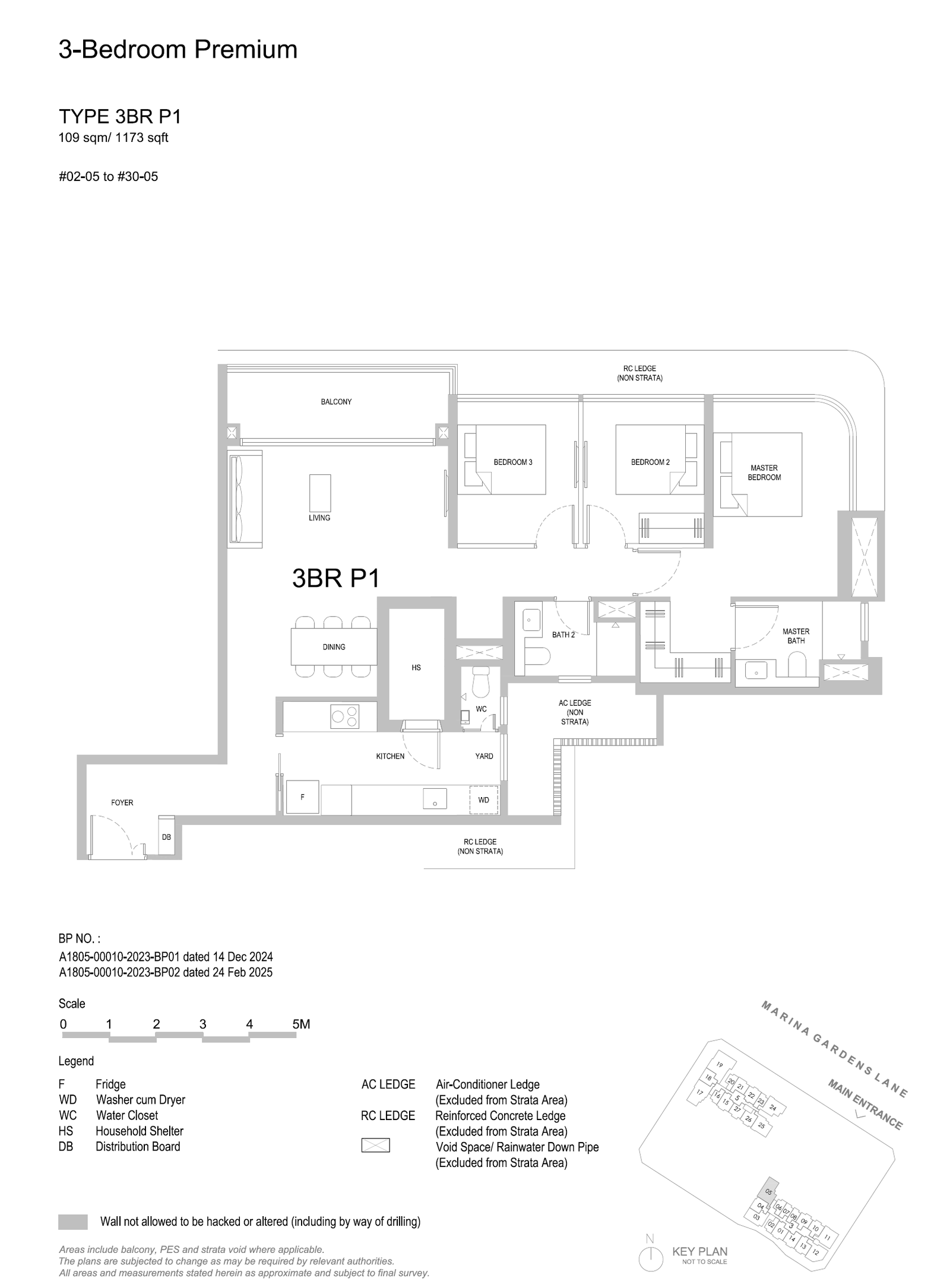 One Marina Gardens 3 Bedroom Premium 3BR P1 floor plan