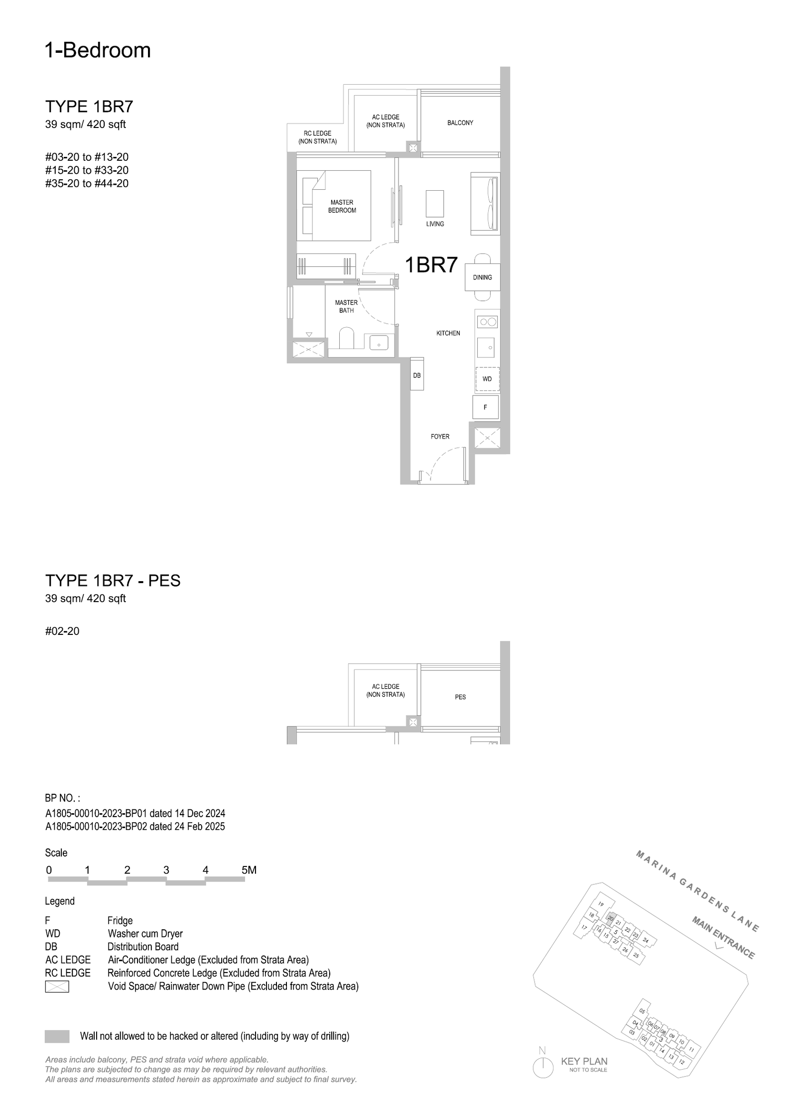 One Marina Gardens 1 Bedroom 1BR7-PES floor plan