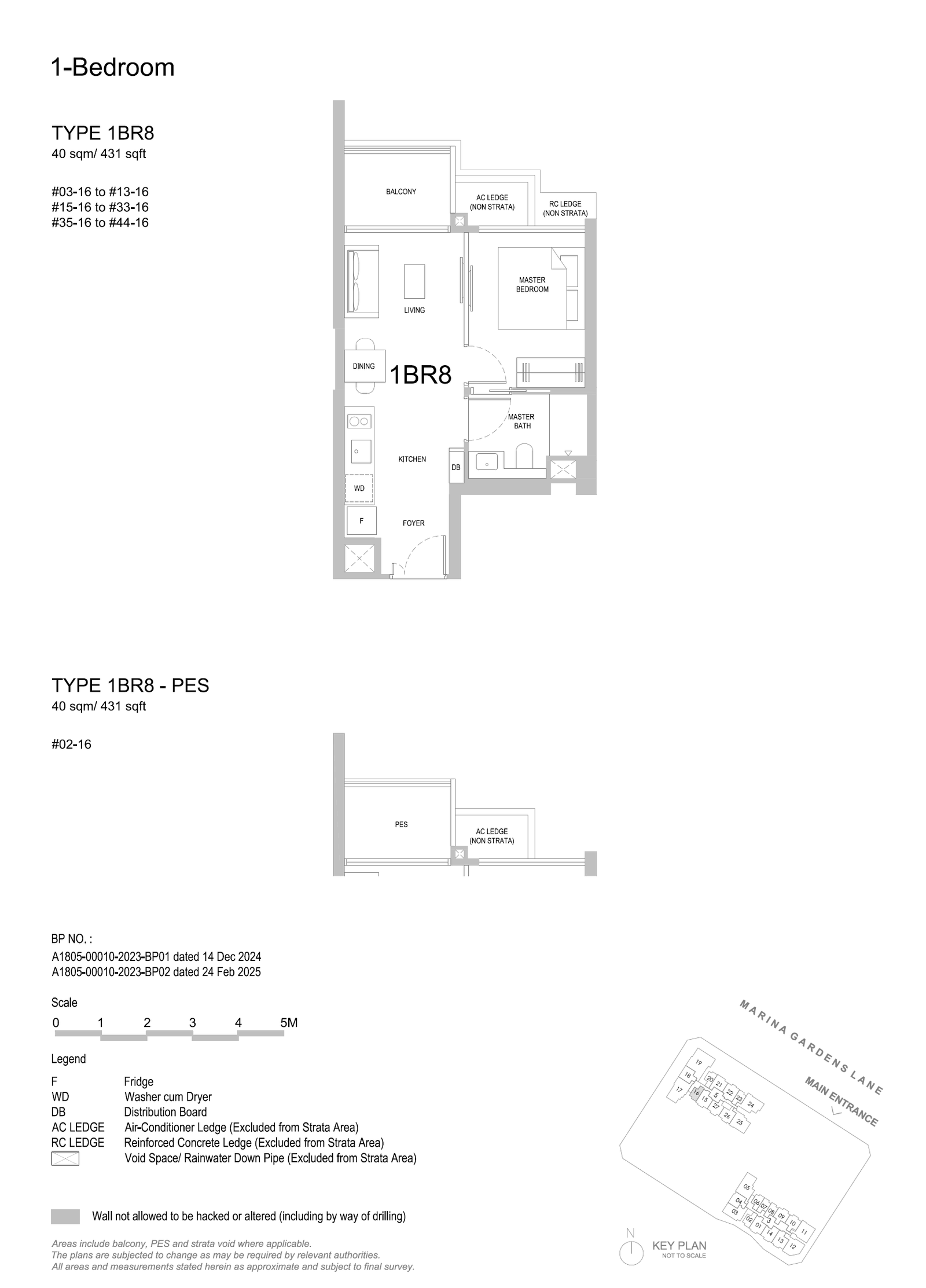 One Marina Gardens 1 Bedroom 1BR8-PES floor plan