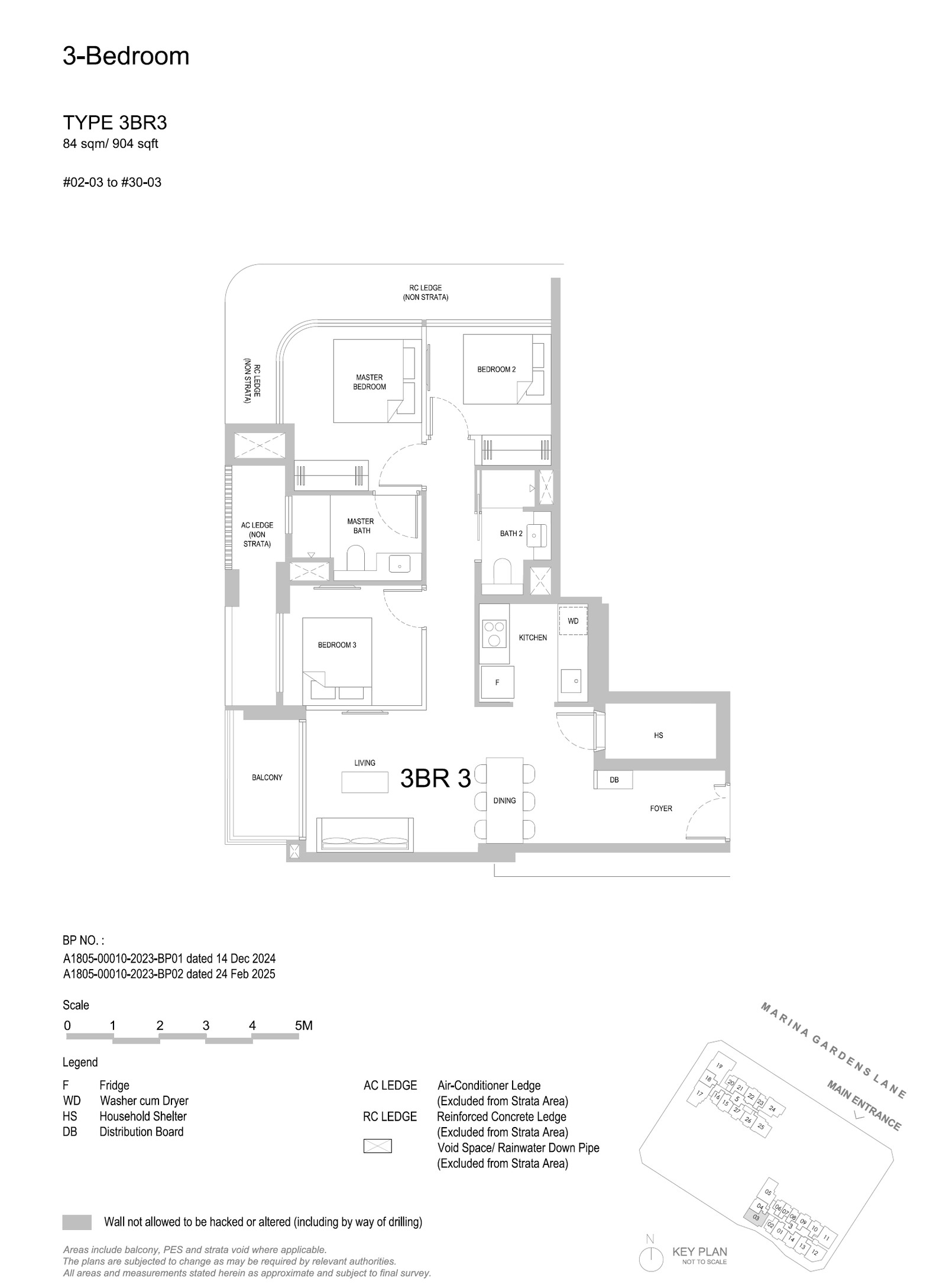 One Marina Gardens 3 Bedroom 3BR3 floor plan