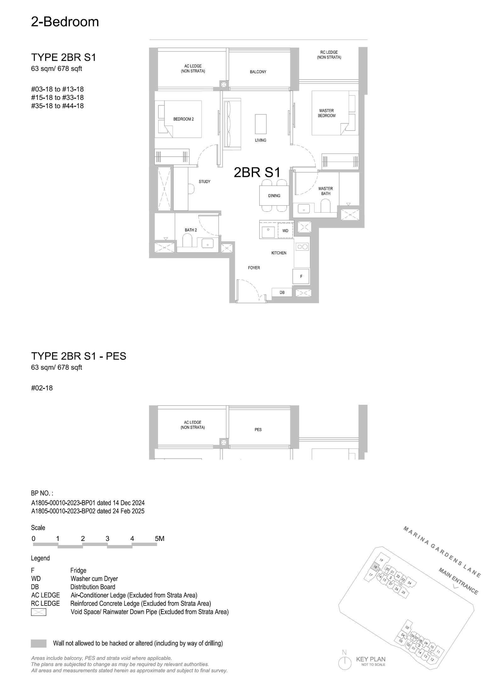 One Marina Gardens 2 Bedroom 2BR S1-PES floor plan