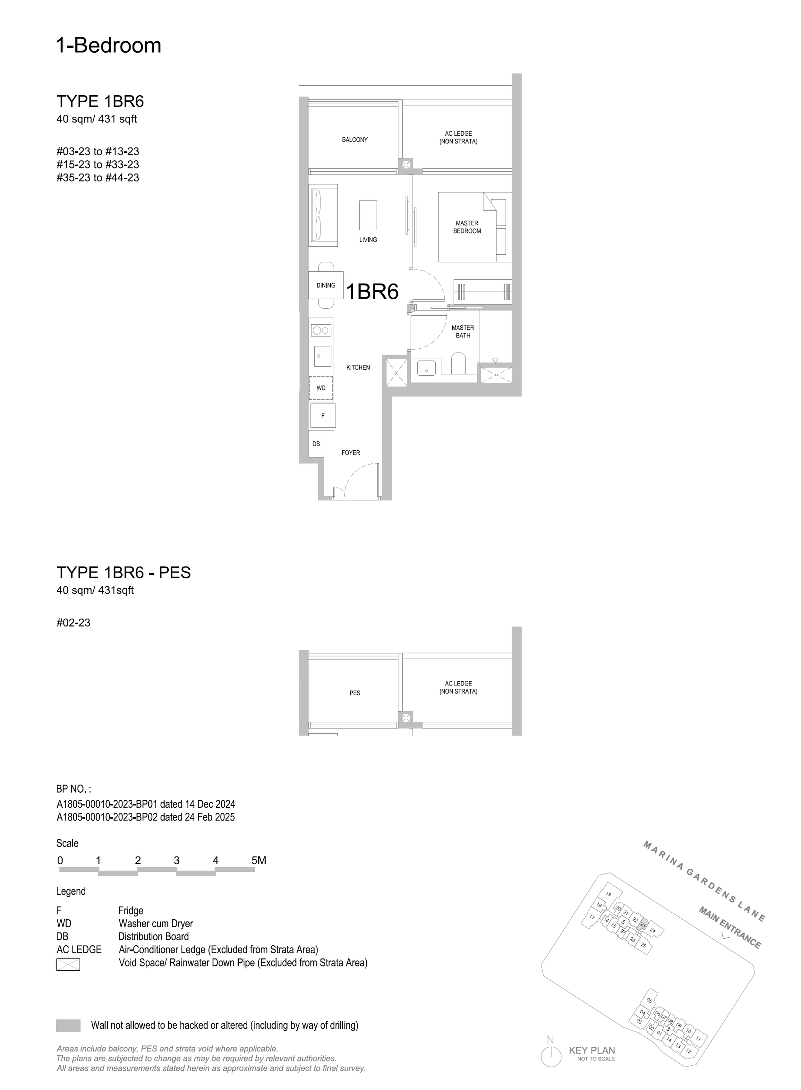 One Marina Gardens 1 Bedroom 1BR6-PES floor plan