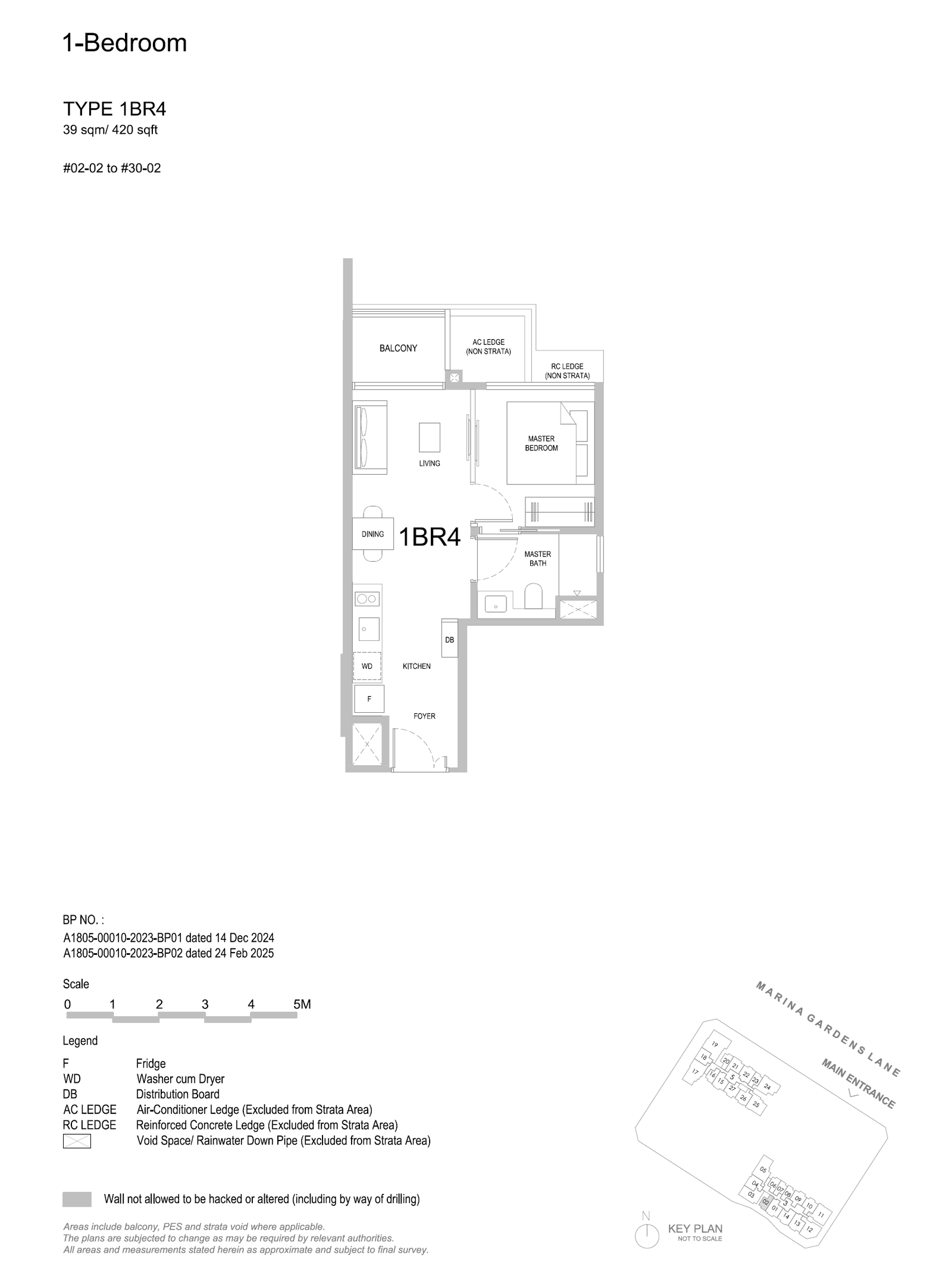 One Marina Gardens floor plan 1BR4 — 1 Bedroom