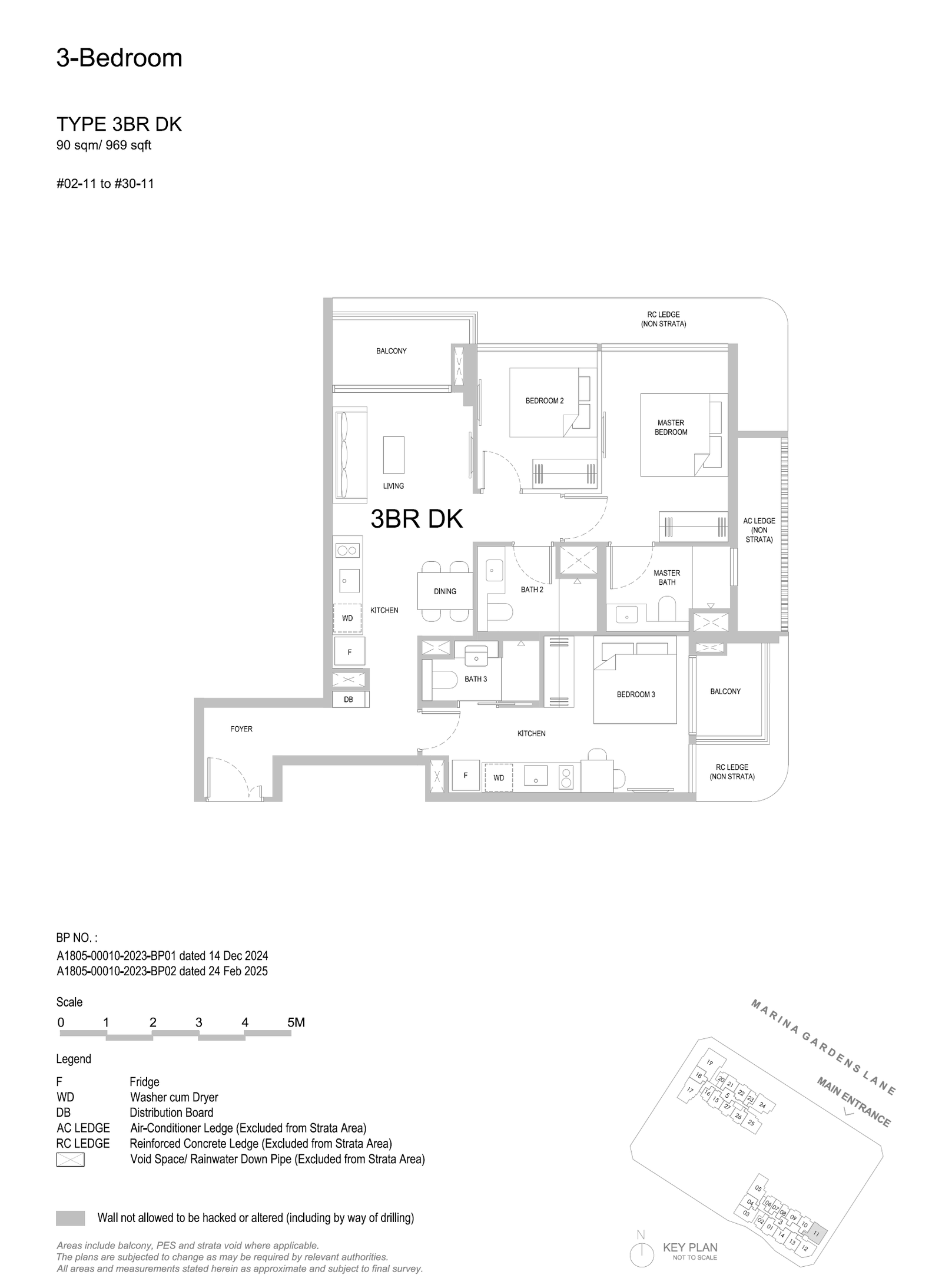 One Marina Gardens 3 Bedroom (Dual Key) 3BR DK floor plan