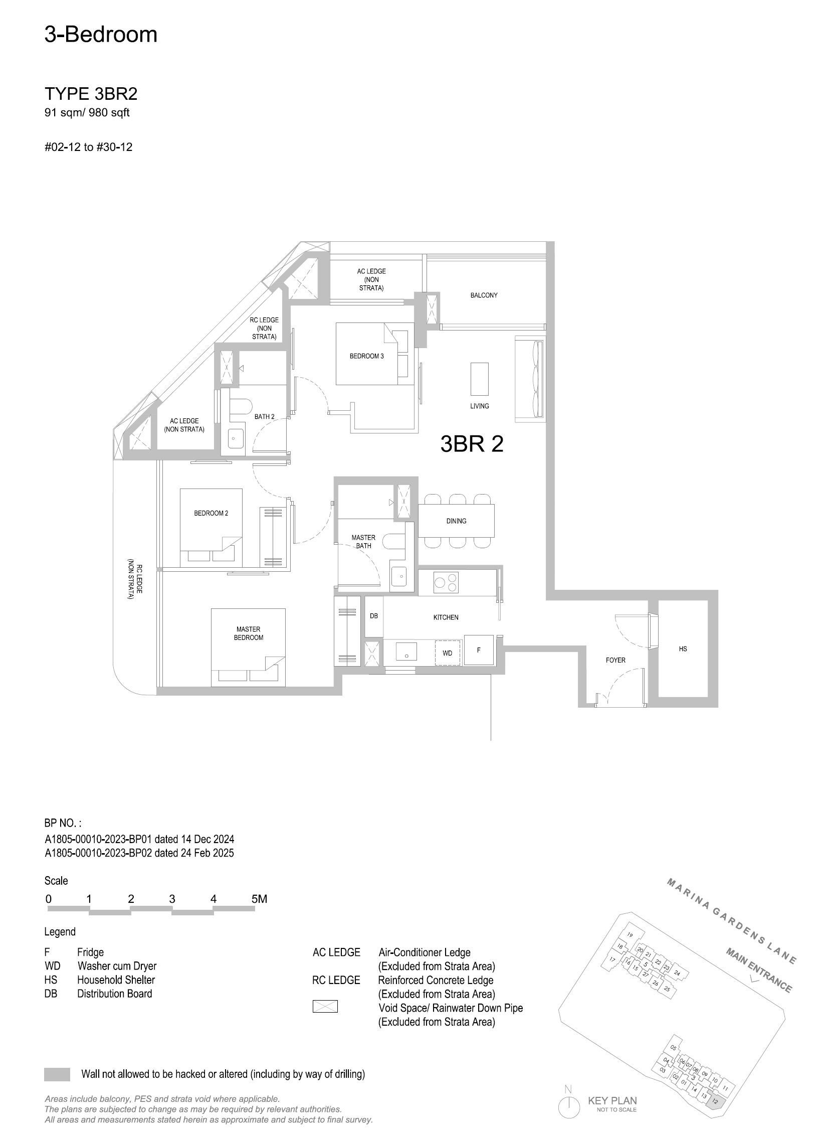 One Marina Gardens 3 Bedroom 3BR2 floor plan