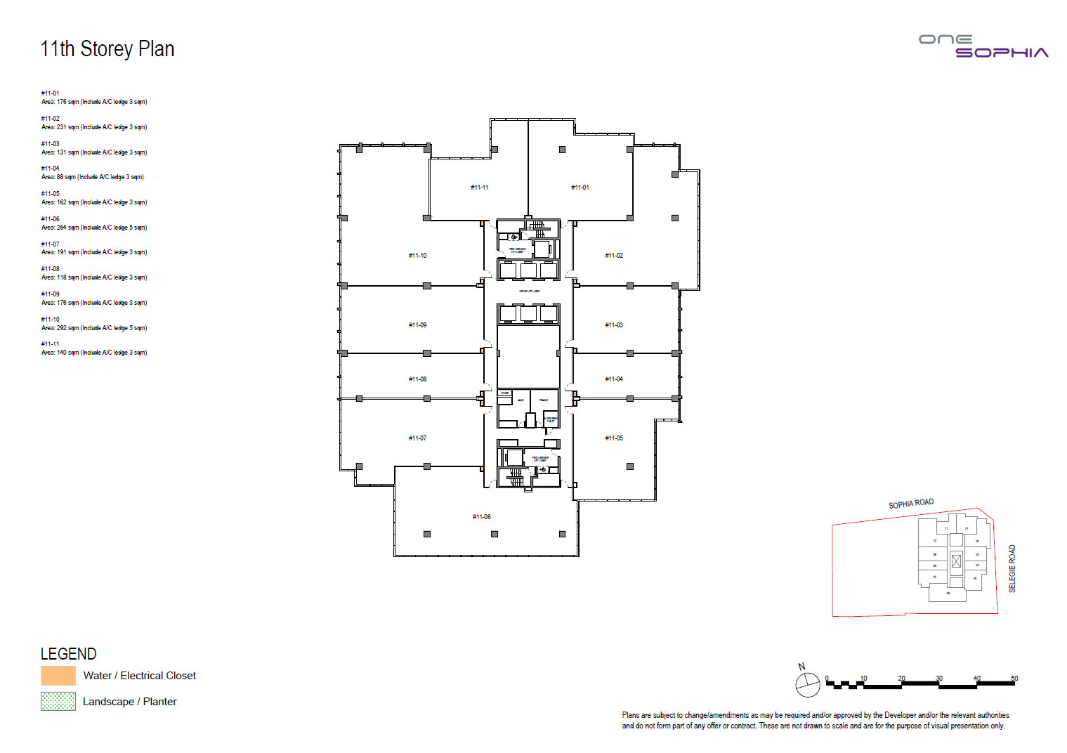 One Sophia Office 11th Storey Plan floor plan