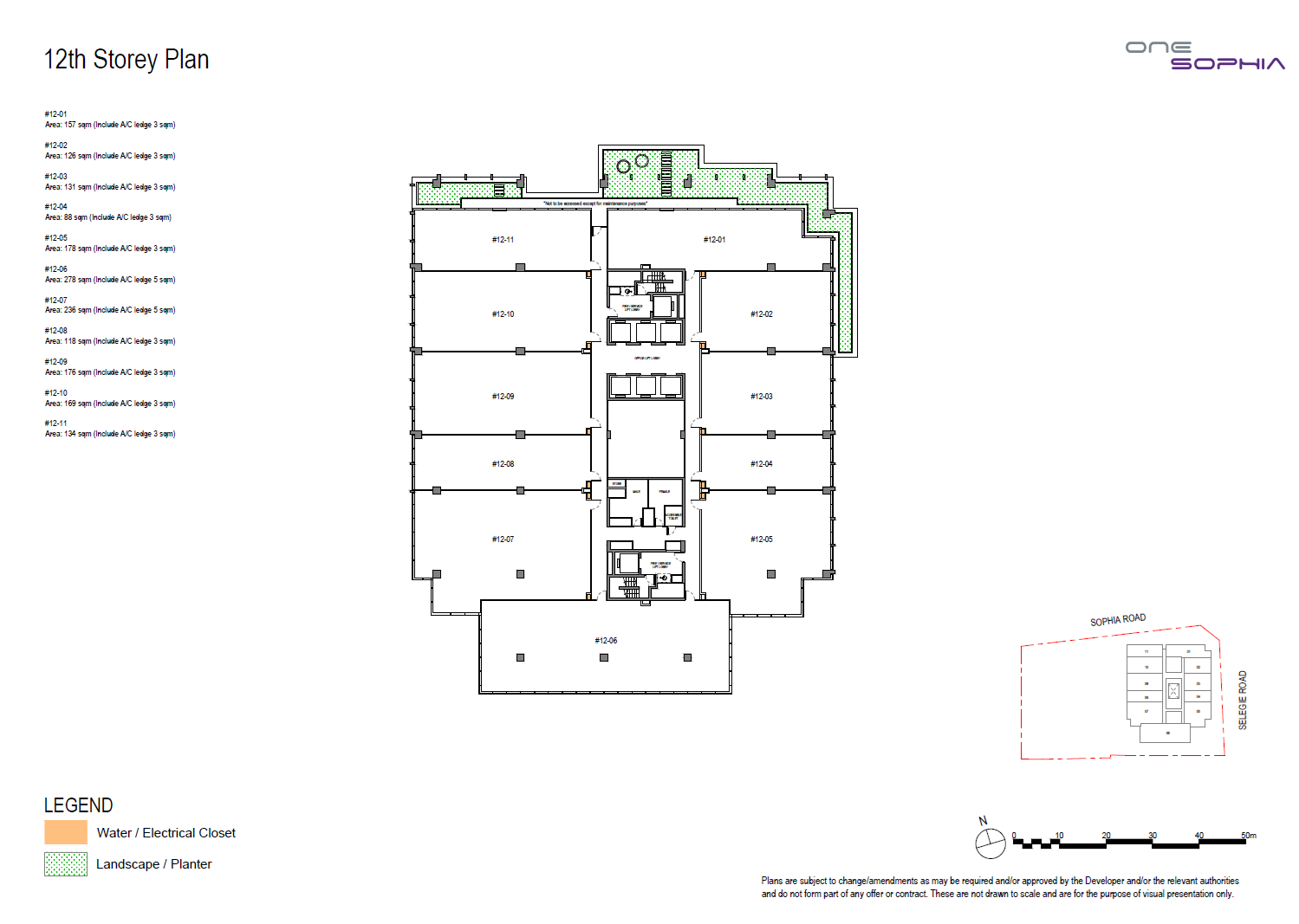 One Sophia Office 12th Storey Plan floor plan