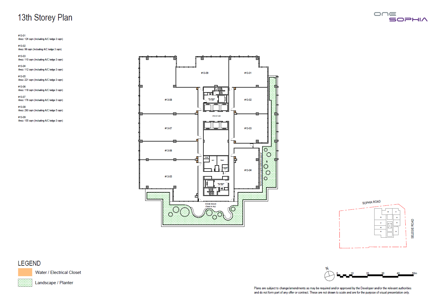 One Sophia Office 13th Storey Plan floor plan