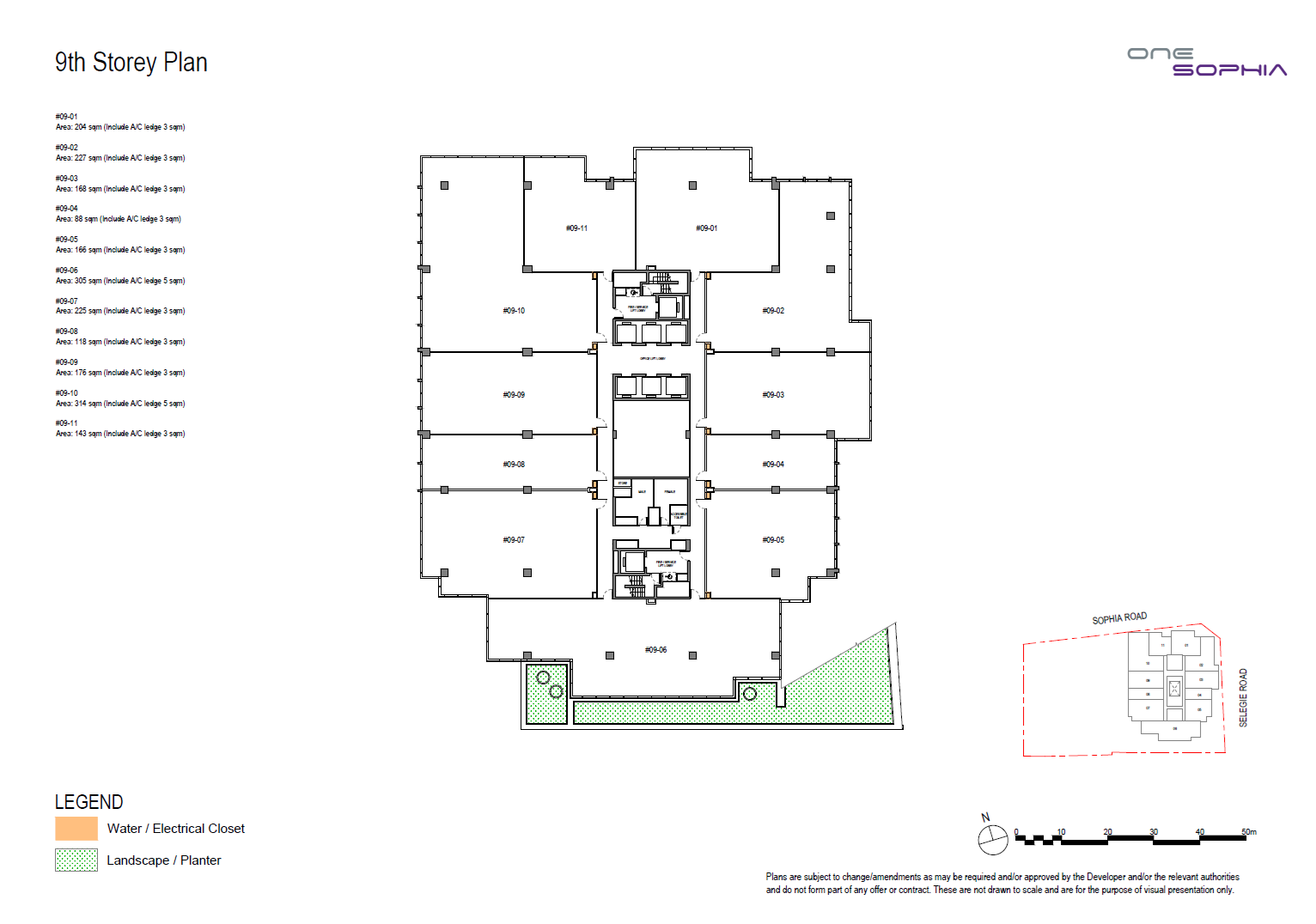 One Sophia Office 9th Storey Plan floor plan