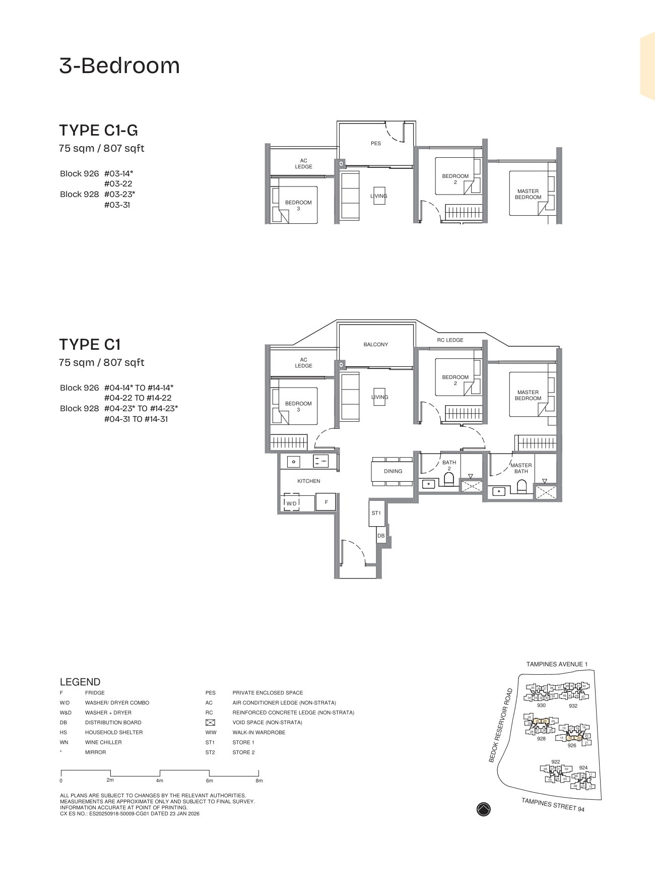 Pinery Residences 3 Bedroom C1-G floor plan