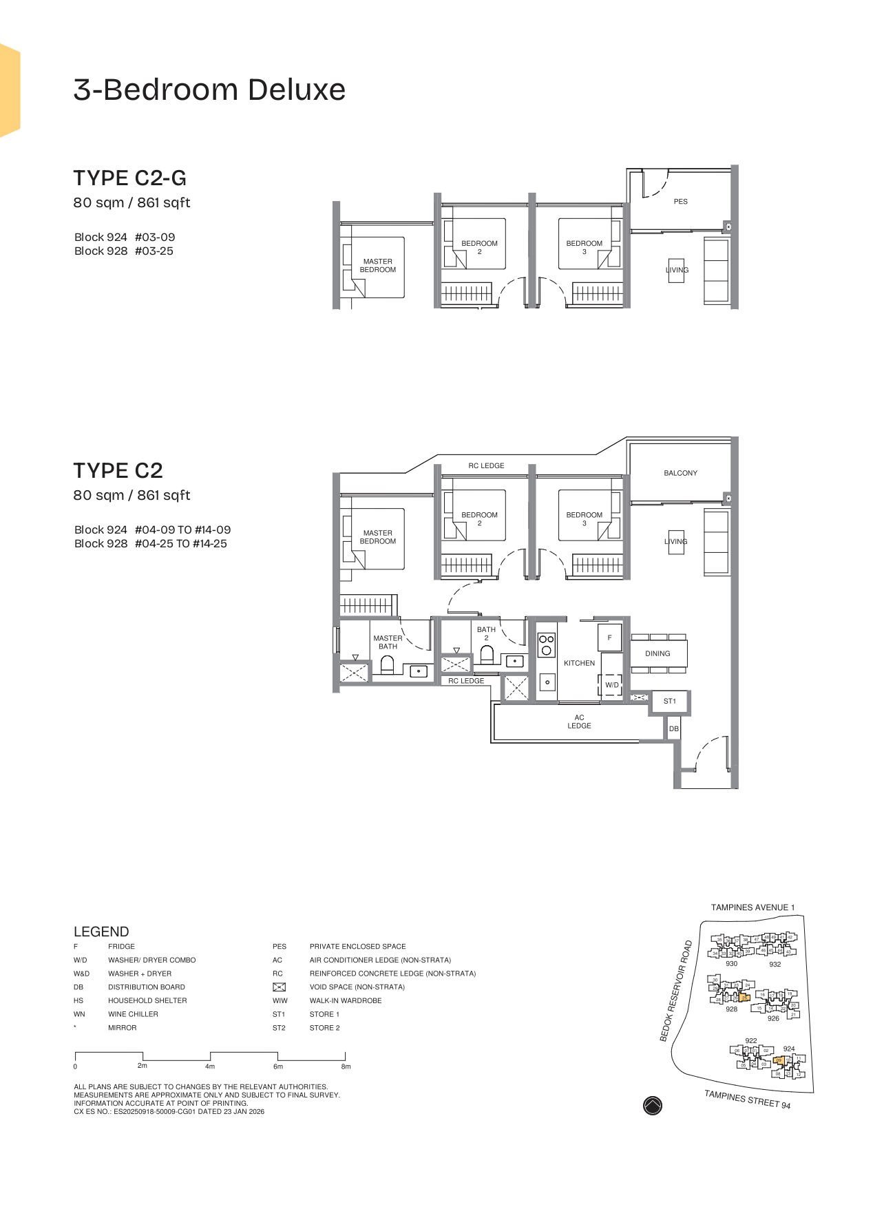 Pinery Residences 3 Bedroom Deluxe C2-G floor plan