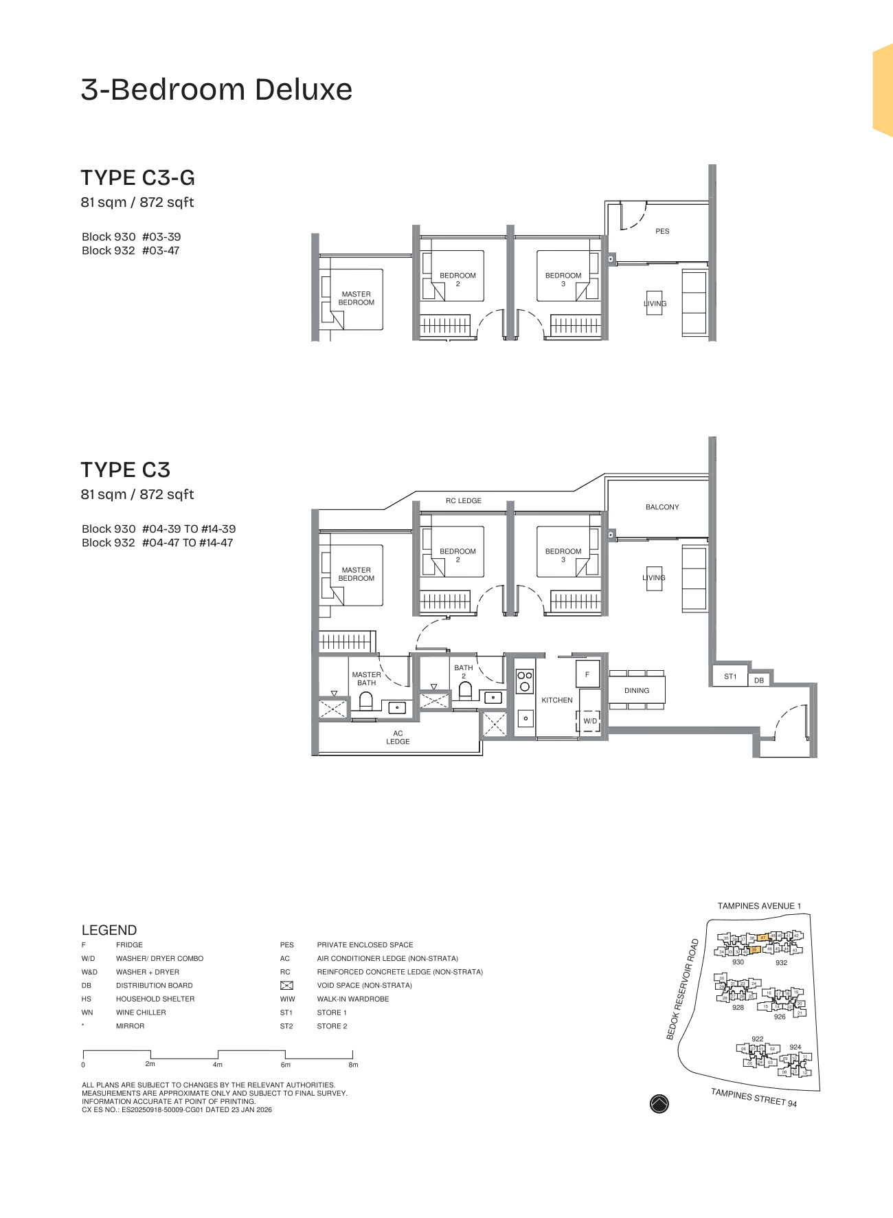 Pinery Residences 3 Bedroom Deluxe C3-G floor plan