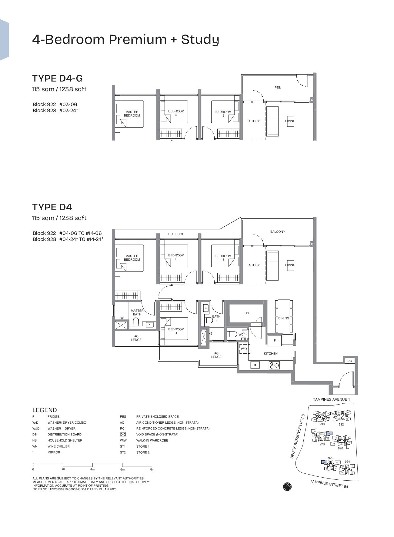 Pinery Residences 4 Bedroom Premium + Study D4 floor plan
