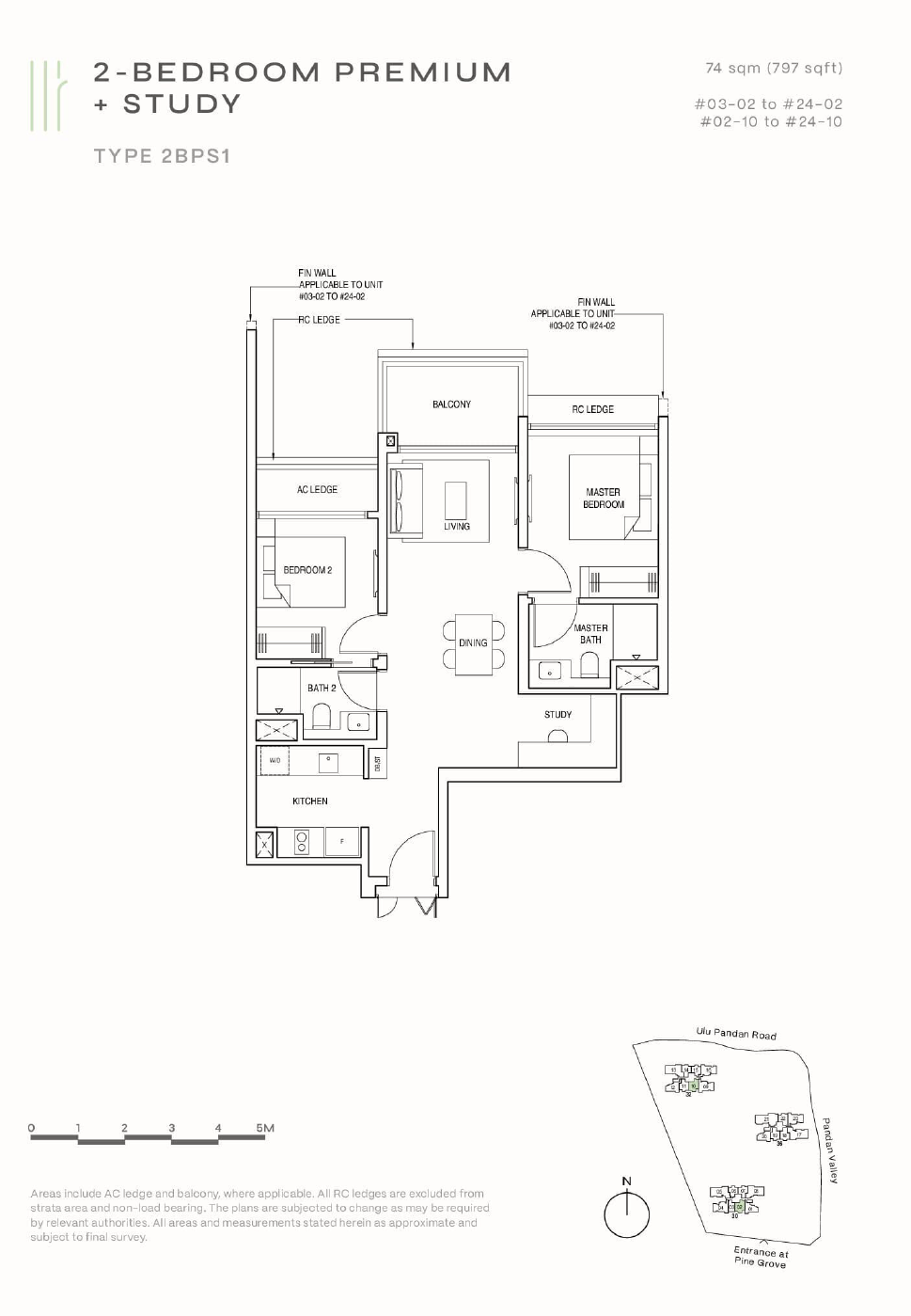 Pinetree Hill 2 Bedroom Premium + Study 2BPS1 floor plan