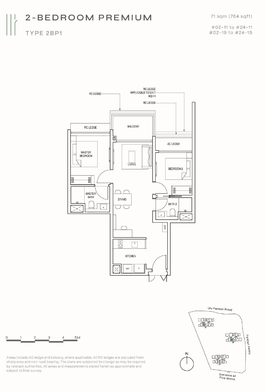 Pinetree Hill floor plan 2BP1 — 2 Bedroom Premium