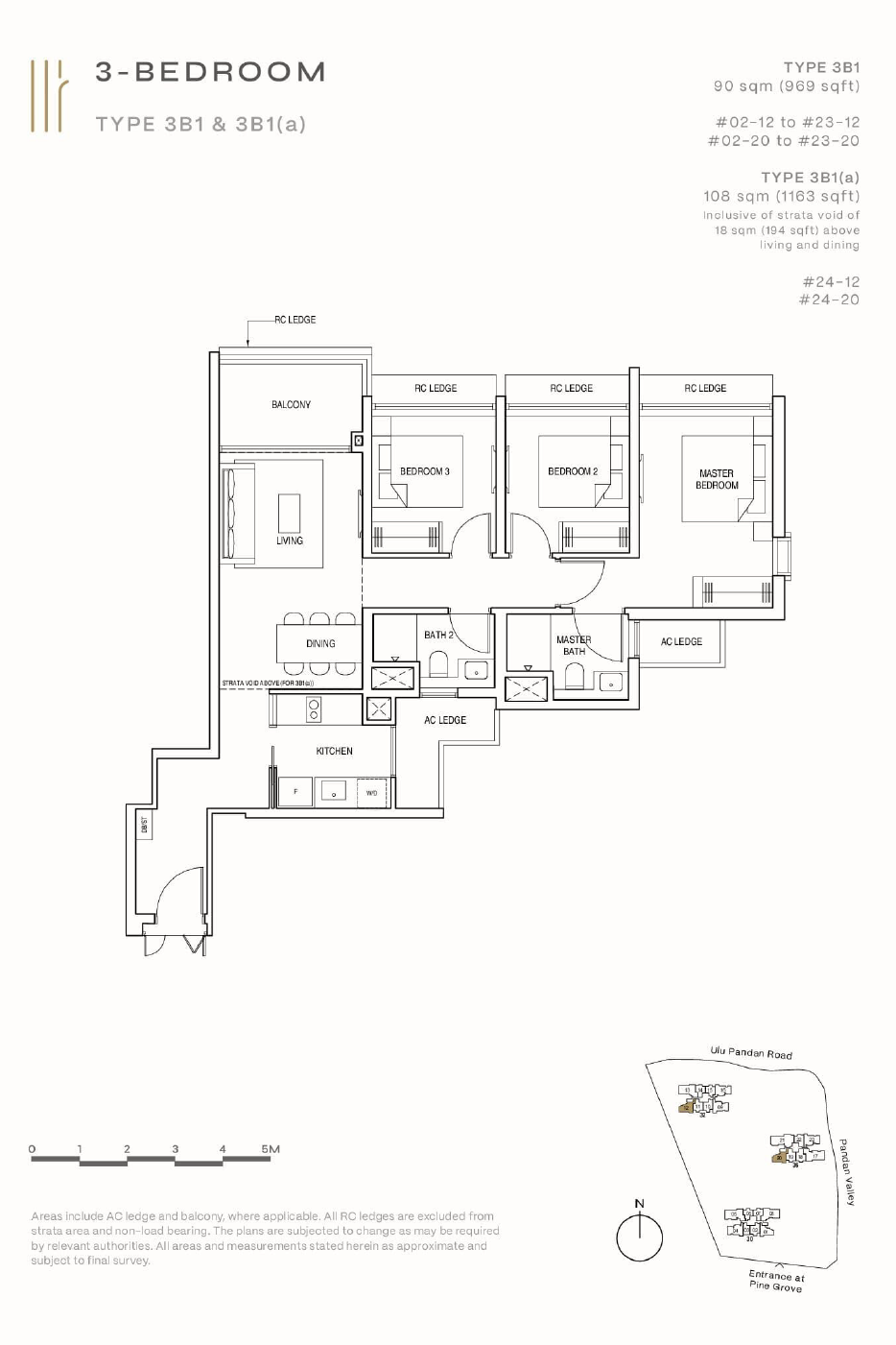 Pinetree Hill 3 Bedroom 3B1 floor plan