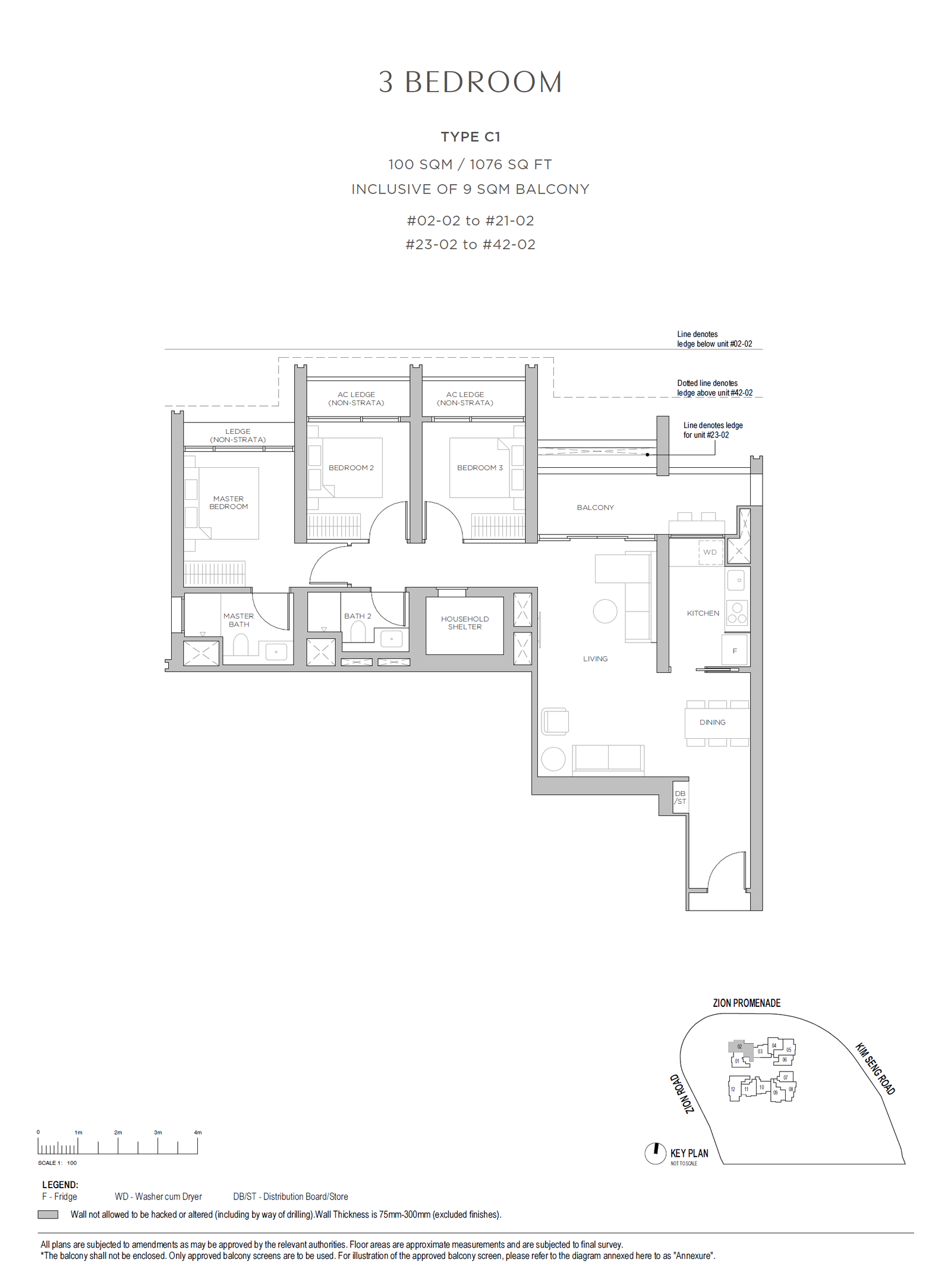 Promenade Peak 3 BEDROOM C1 floor plan