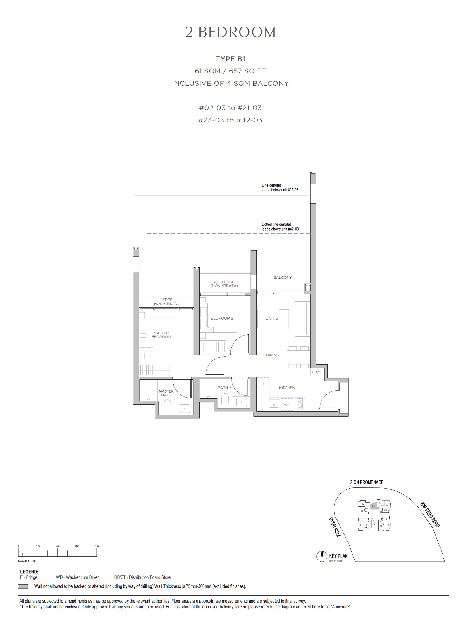 Promenade Peak floor plan B1 — 2 BEDROOM