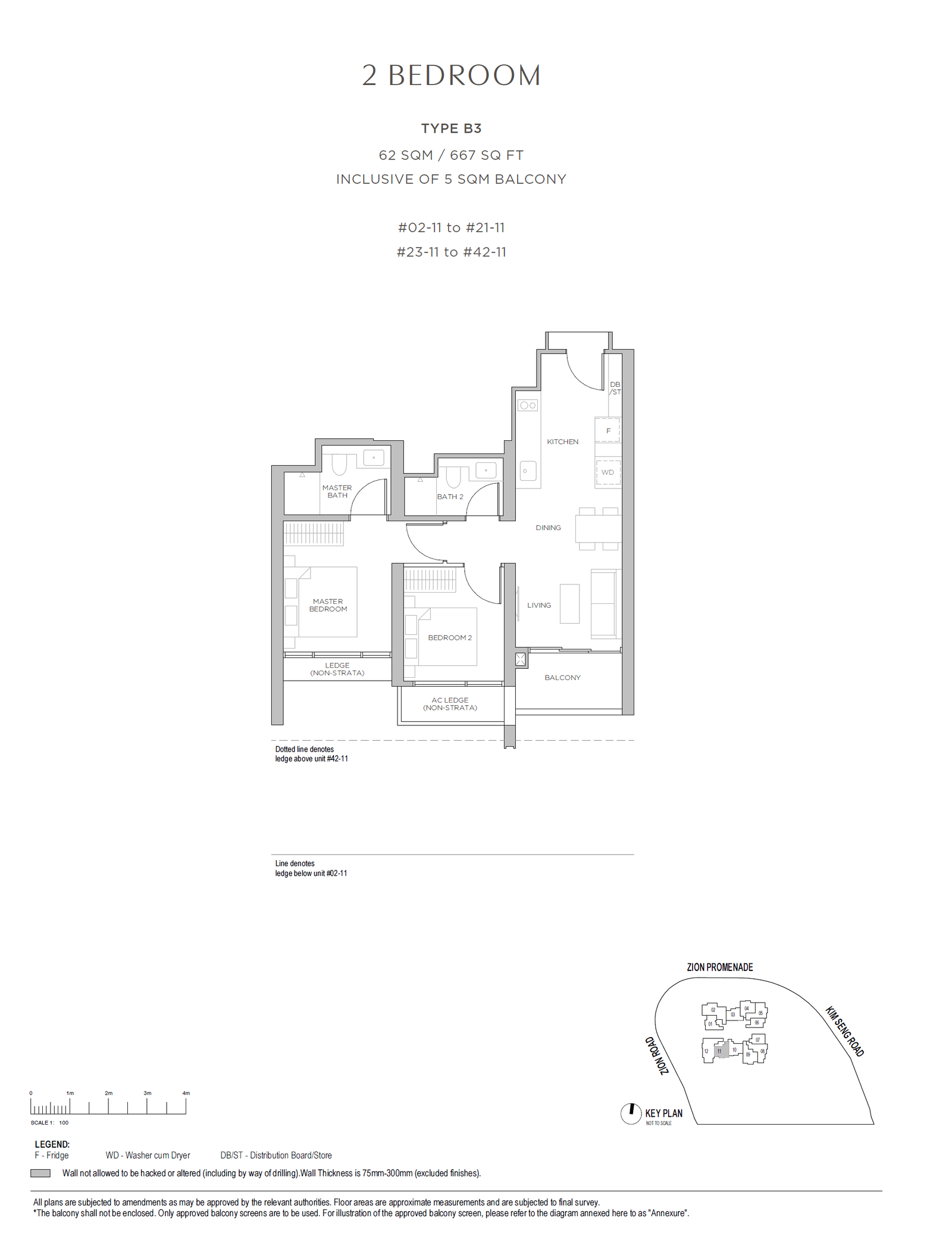 Promenade Peak floor plan B3 — 2 BEDROOM