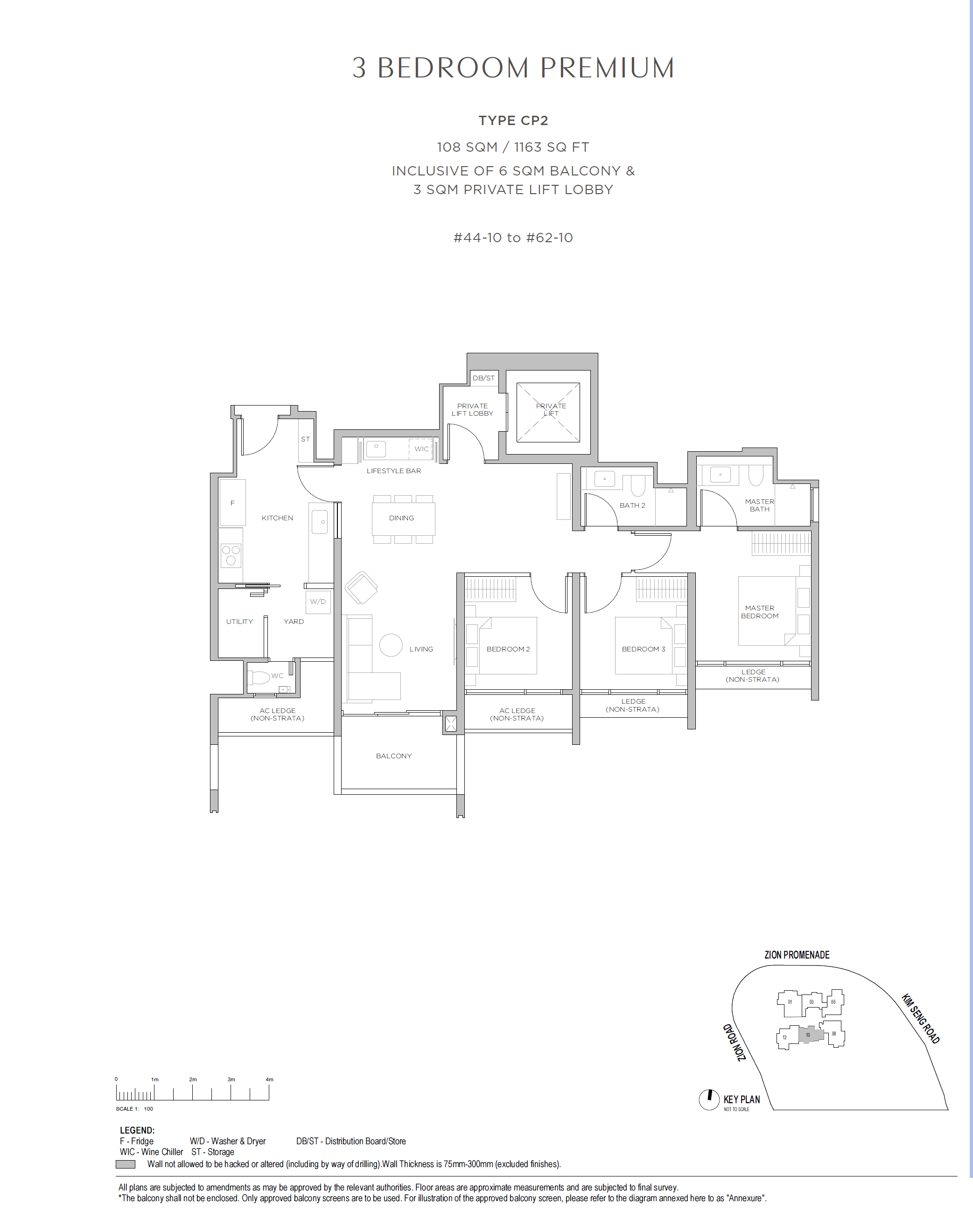 Promenade Peak 3 BEDROOM PREMIUM (with Private Lift) CP2 floor plan